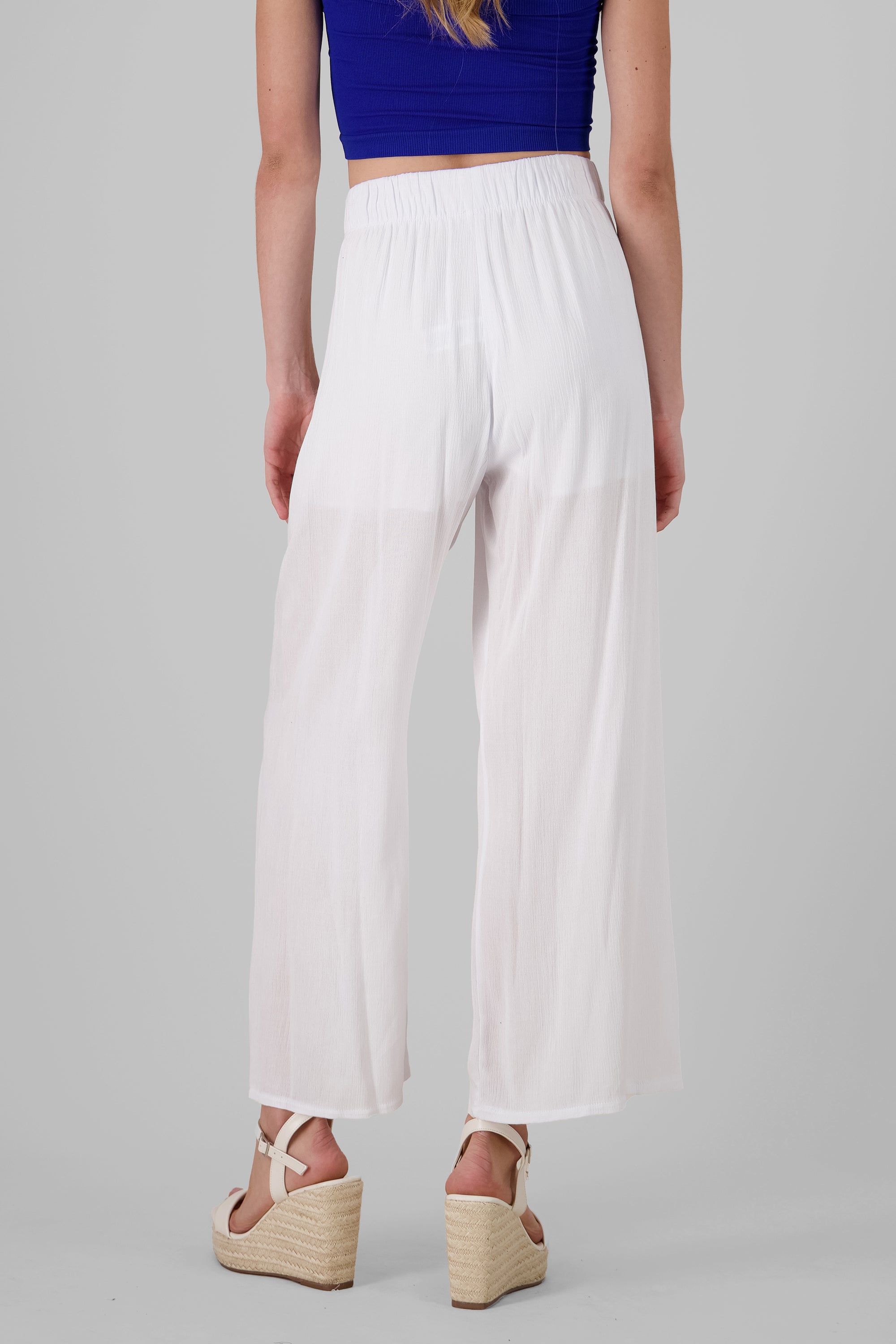 Pantalón Wide Leg Cintura Elástico BLANCO