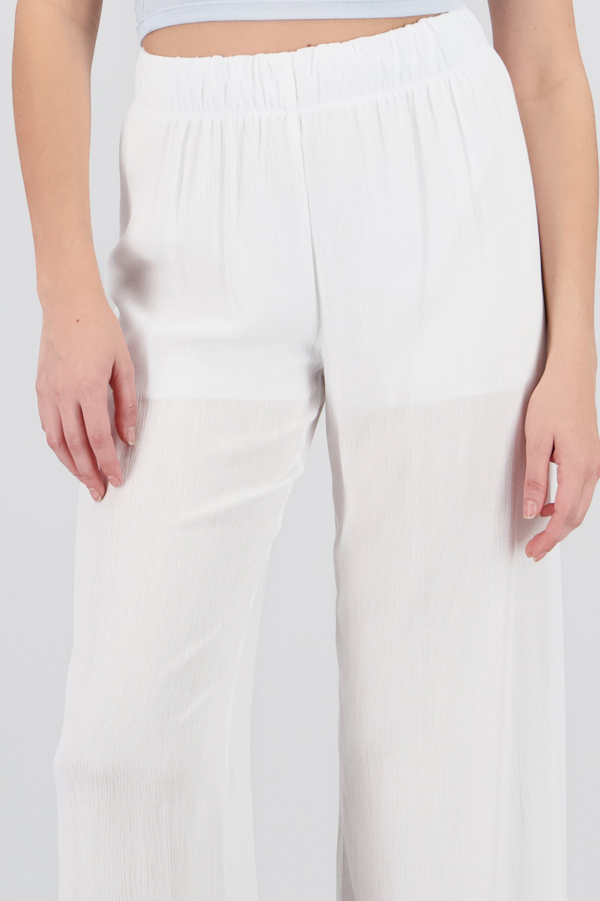 Pantalón Wide Leg Cintura Elástico BLANCO