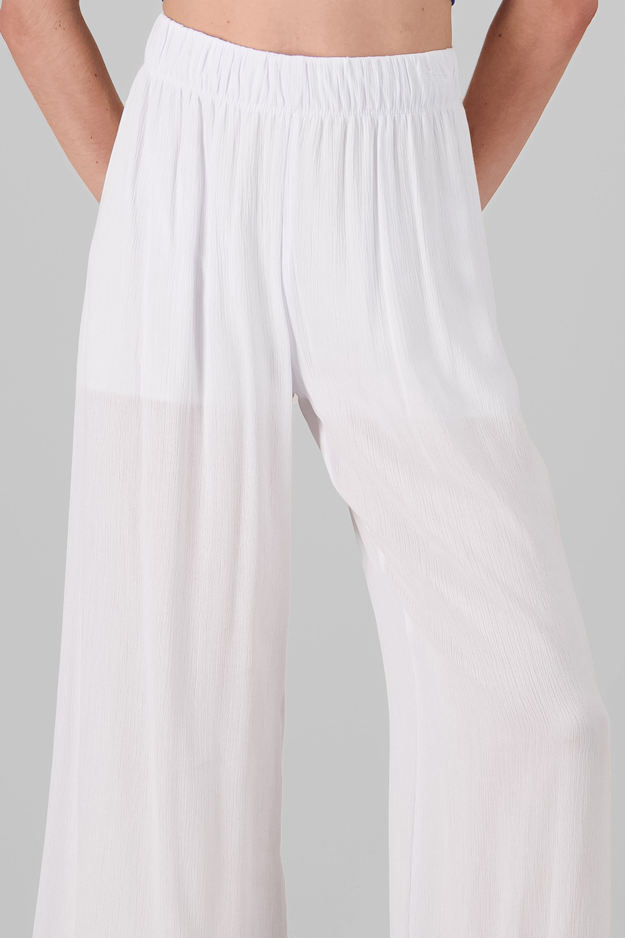 Pantalón Wide Leg Cintura Elástico BLANCO