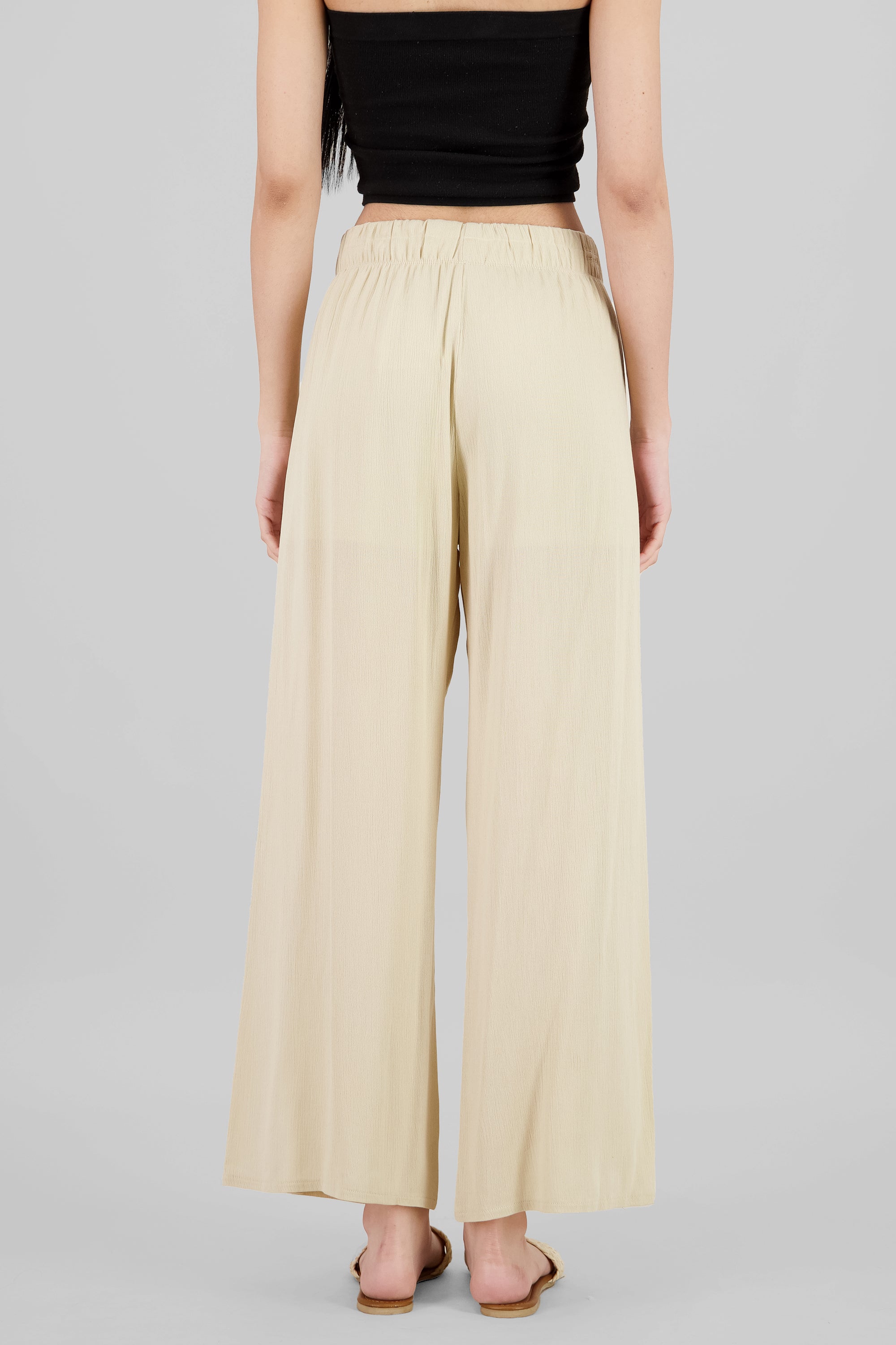 Pantalón Wide Leg Cintura Elástico CREMA