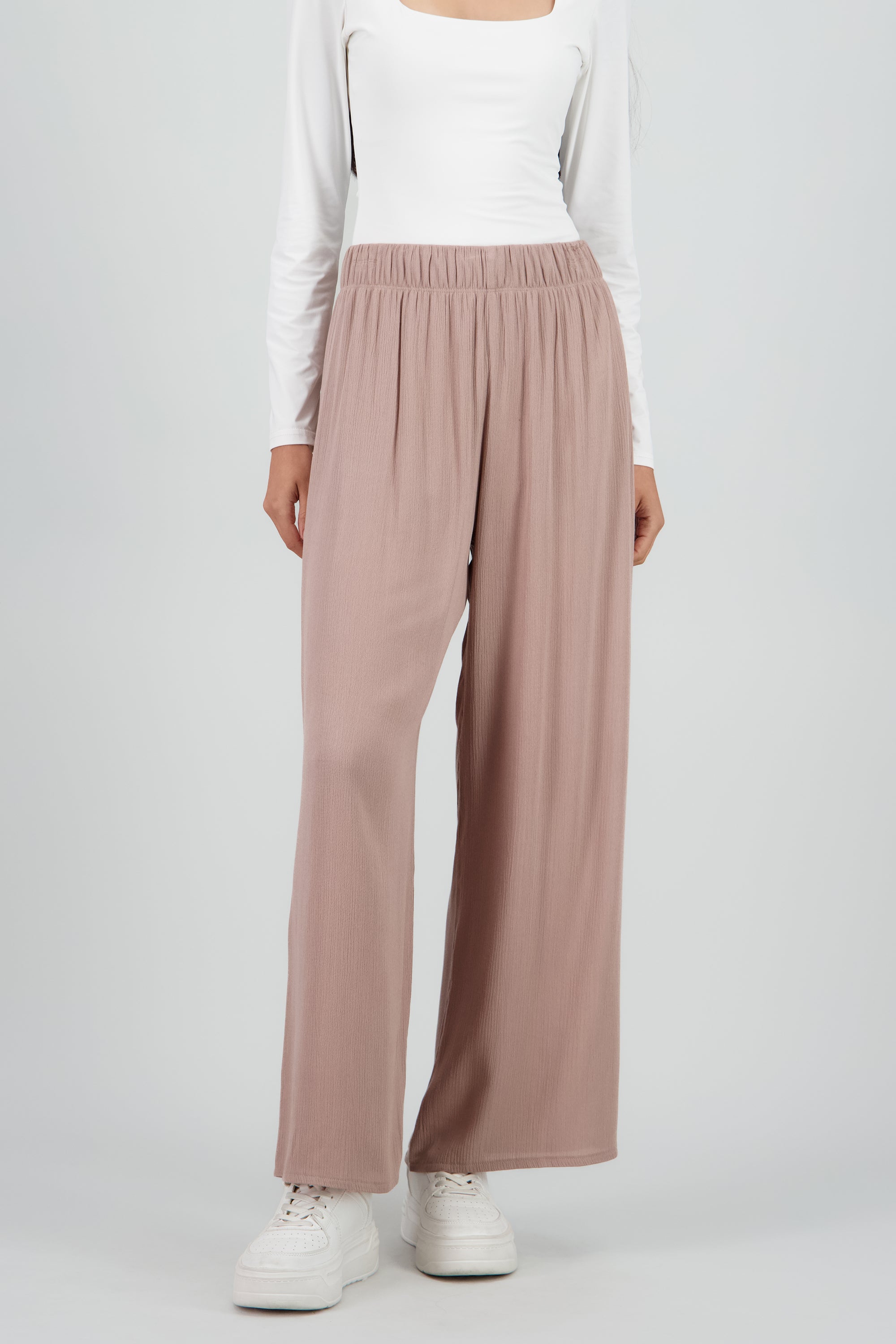 Pantalón Wide Leg Cintura Elástico CAFE