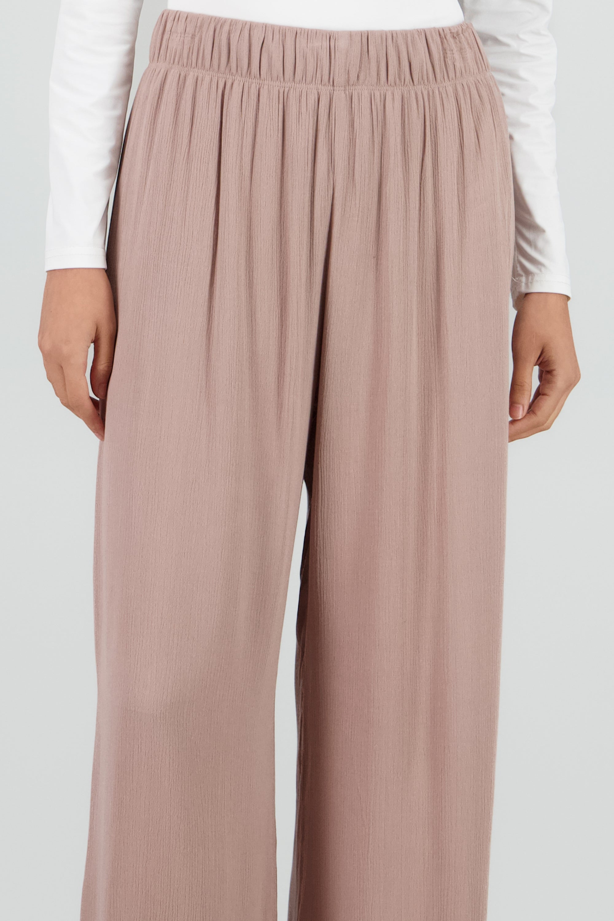 Pantalón Wide Leg Cintura Elástico CAFE