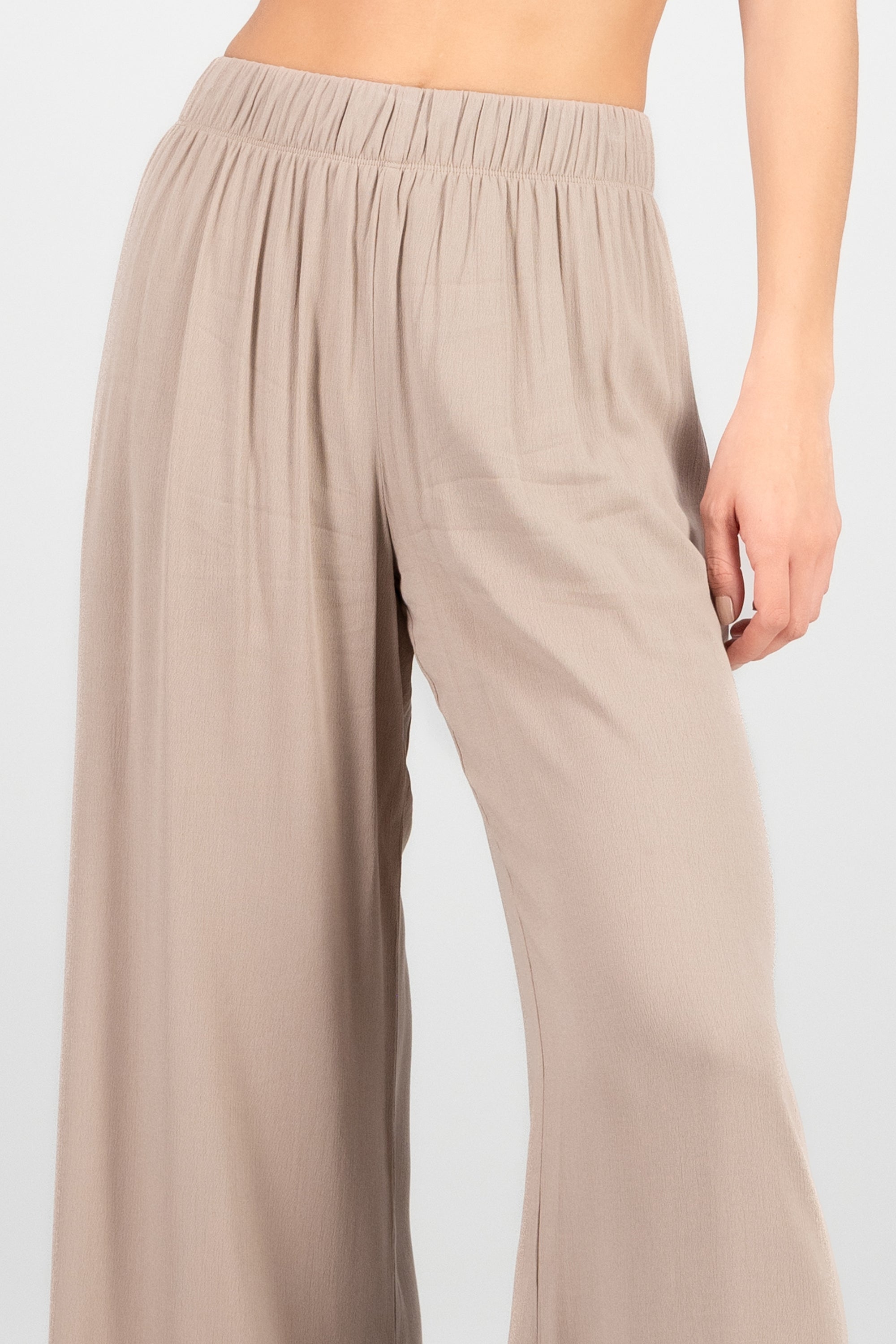 Pantalón Wide Leg Cintura Elástico CAFE