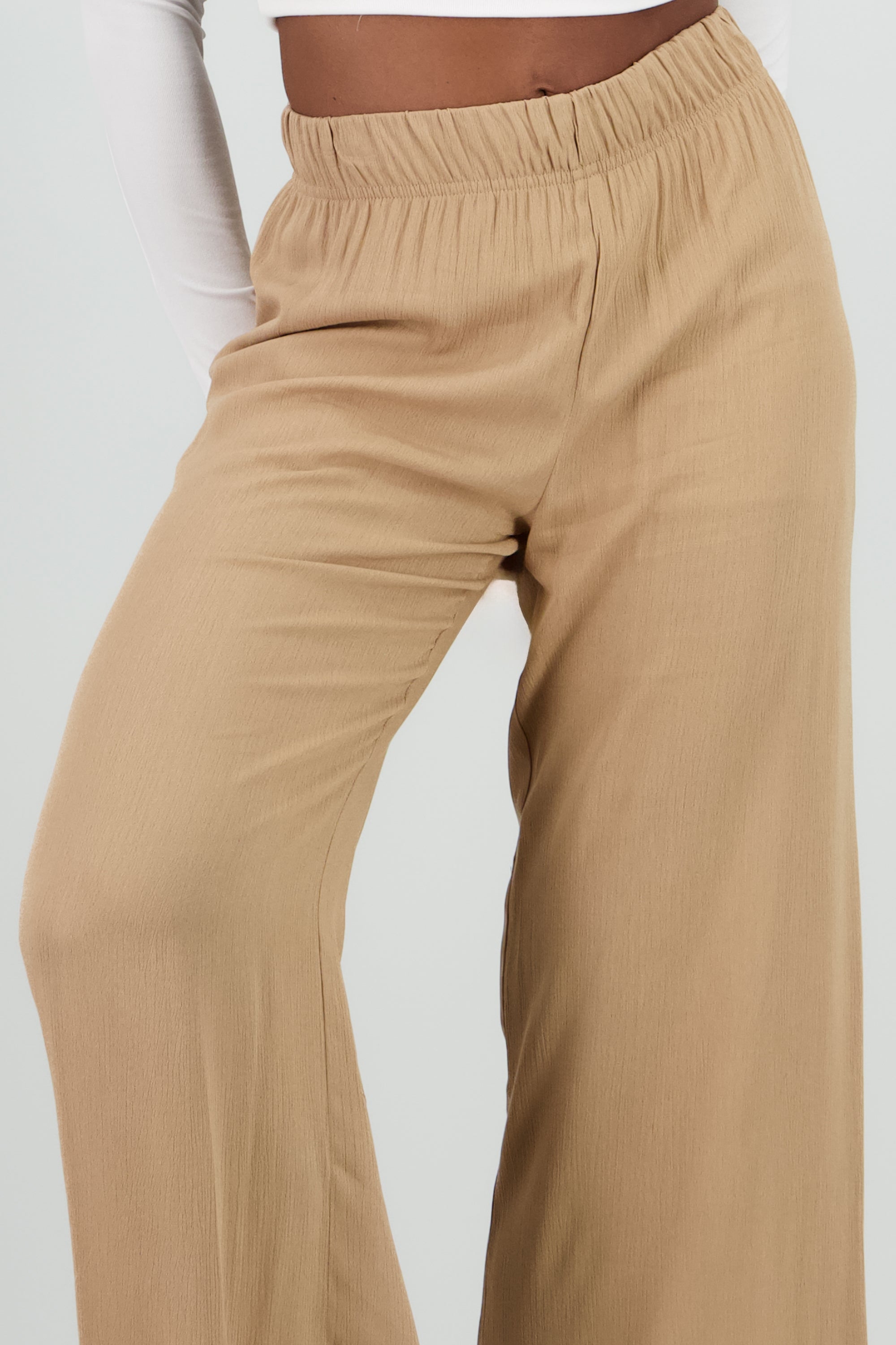 Pantalón Wide Leg Cintura Elástico TAUPE