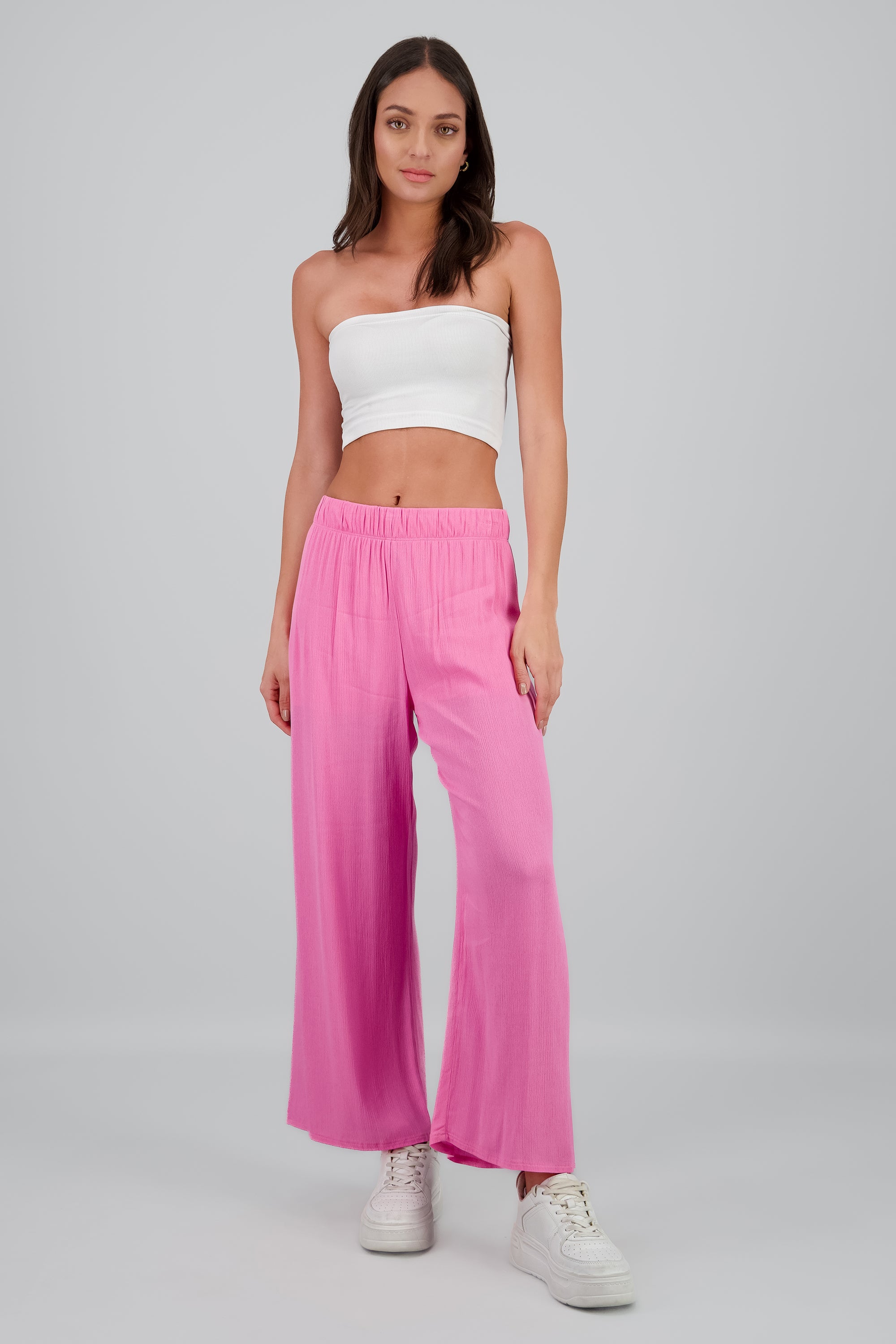 Pantalón Wide Leg Cintura Elástico ROSA