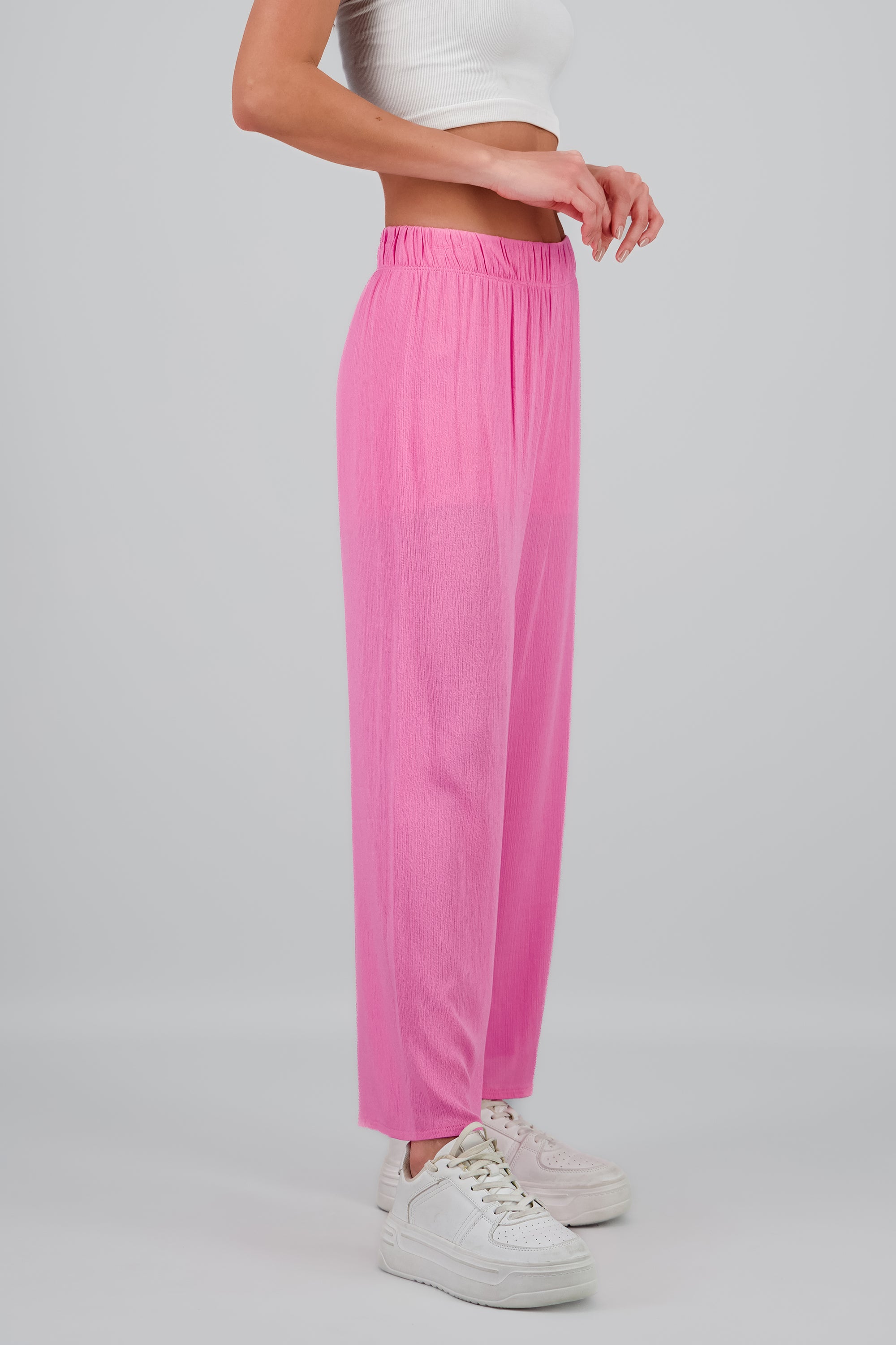 Pantalón Wide Leg Cintura Elástico ROSA