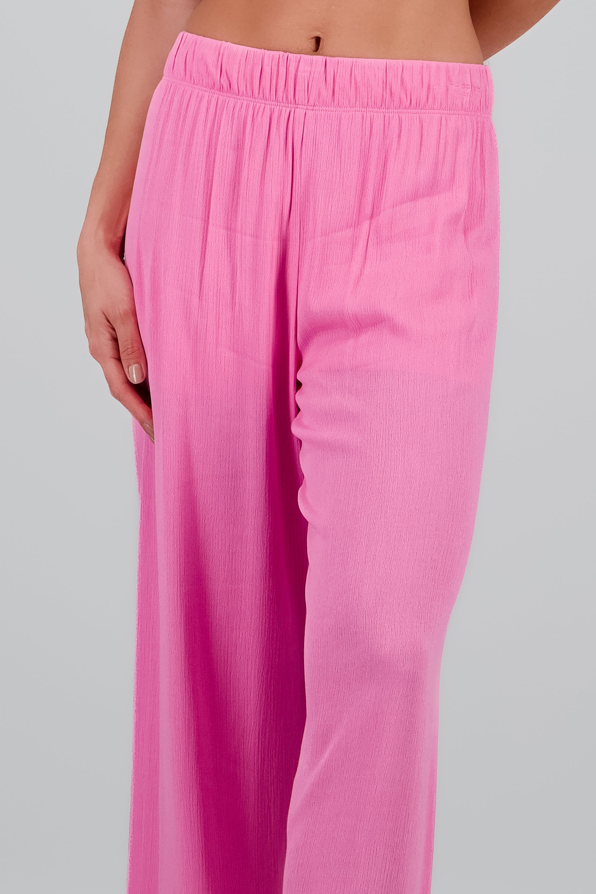 Pantalón Wide Leg Cintura Elástico ROSA