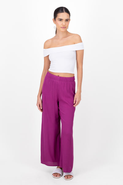 Pantalón Wide Leg Cintura Elástico