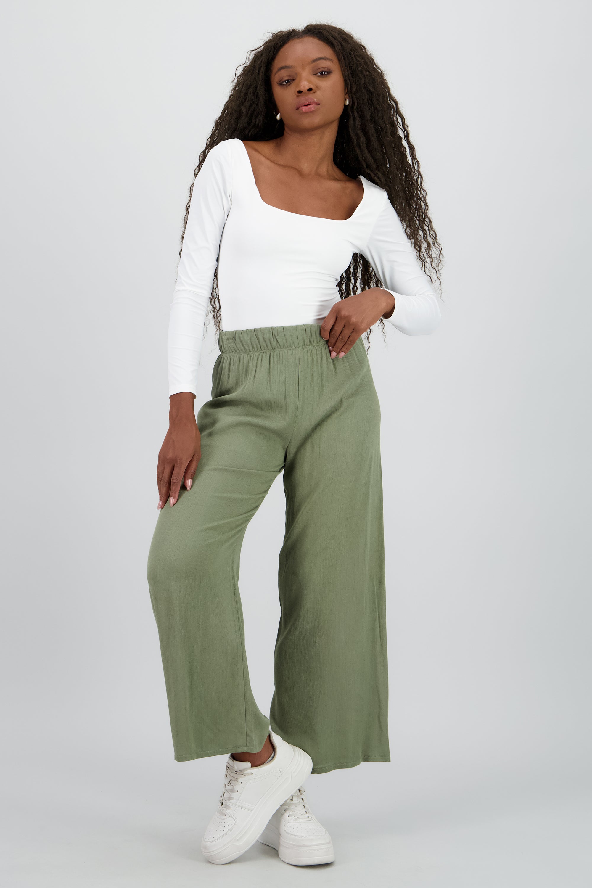 Pantalón Wide Leg Cintura Elástico