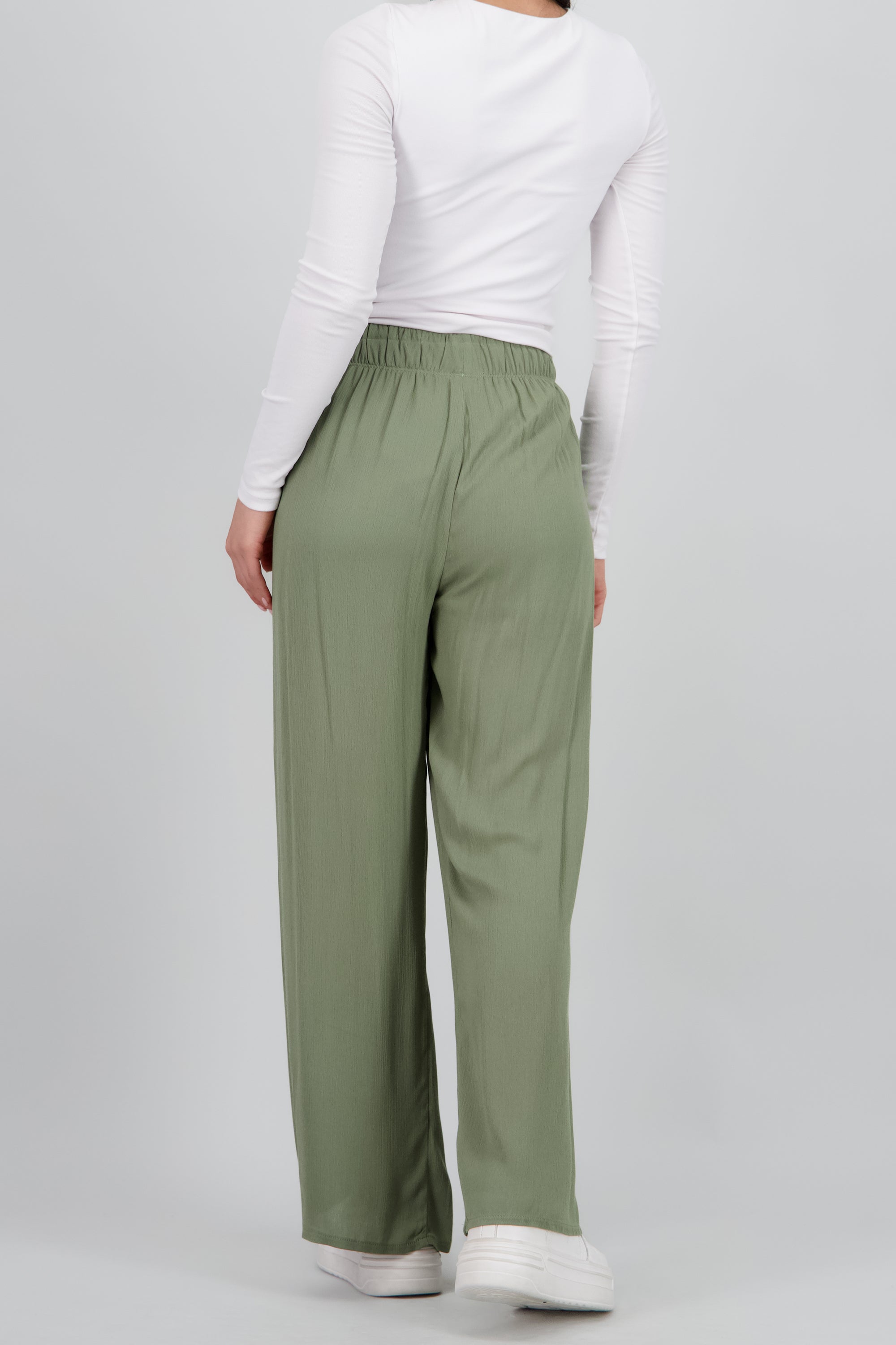 Pantalón Wide Leg Cintura Elástico VERDE CLARO