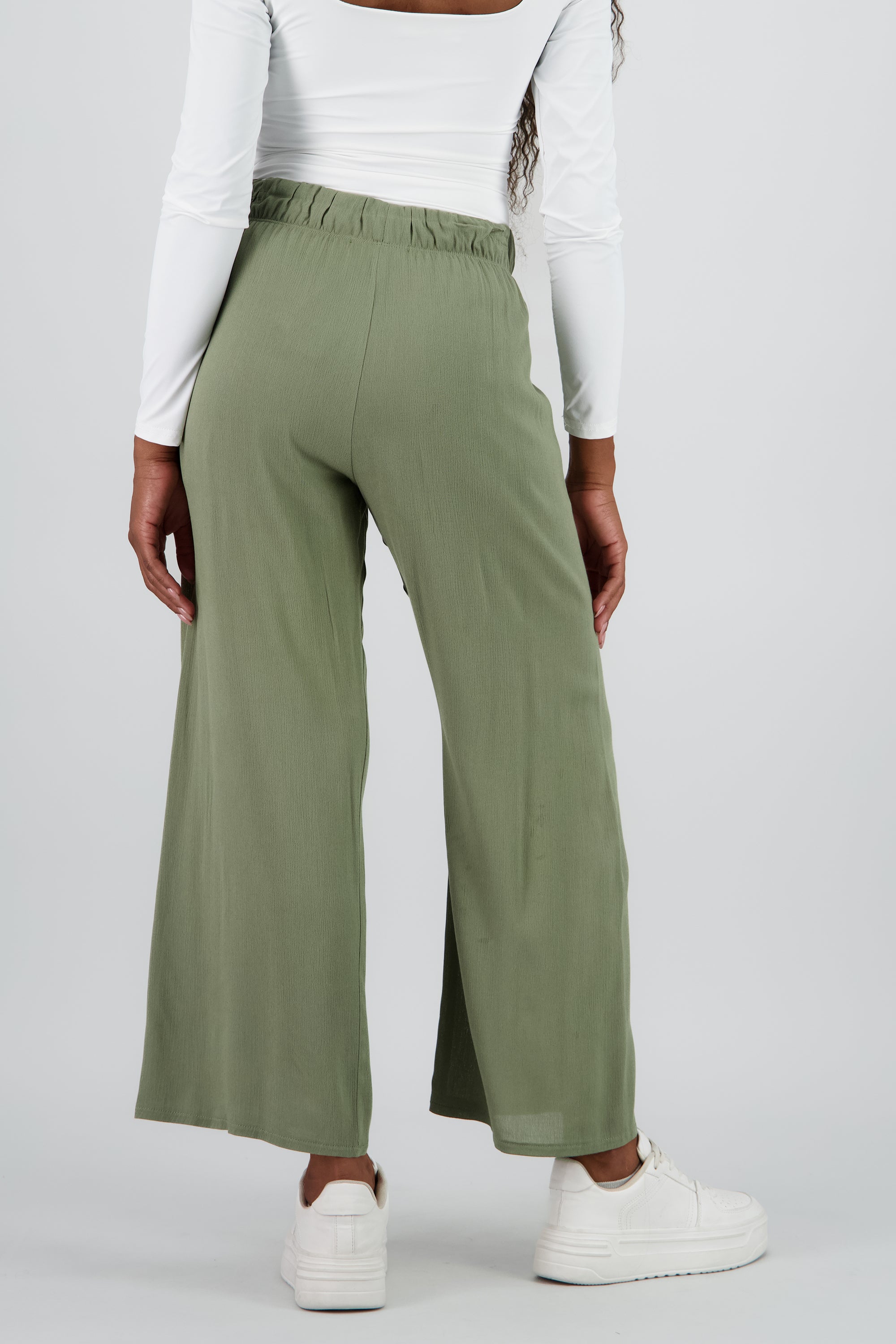 Pantalón Wide Leg Cintura Elástico VERDE CLARO