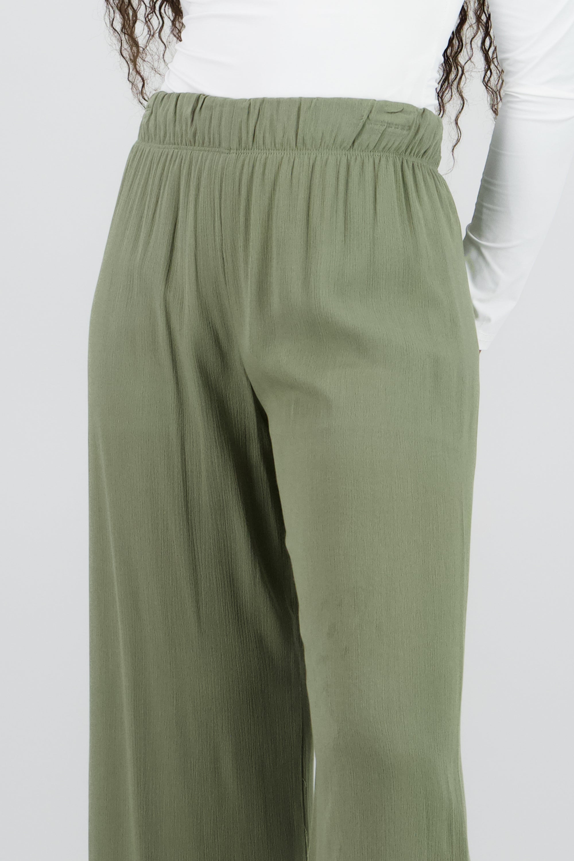 Pantalón Wide Leg Cintura Elástico VERDE CLARO