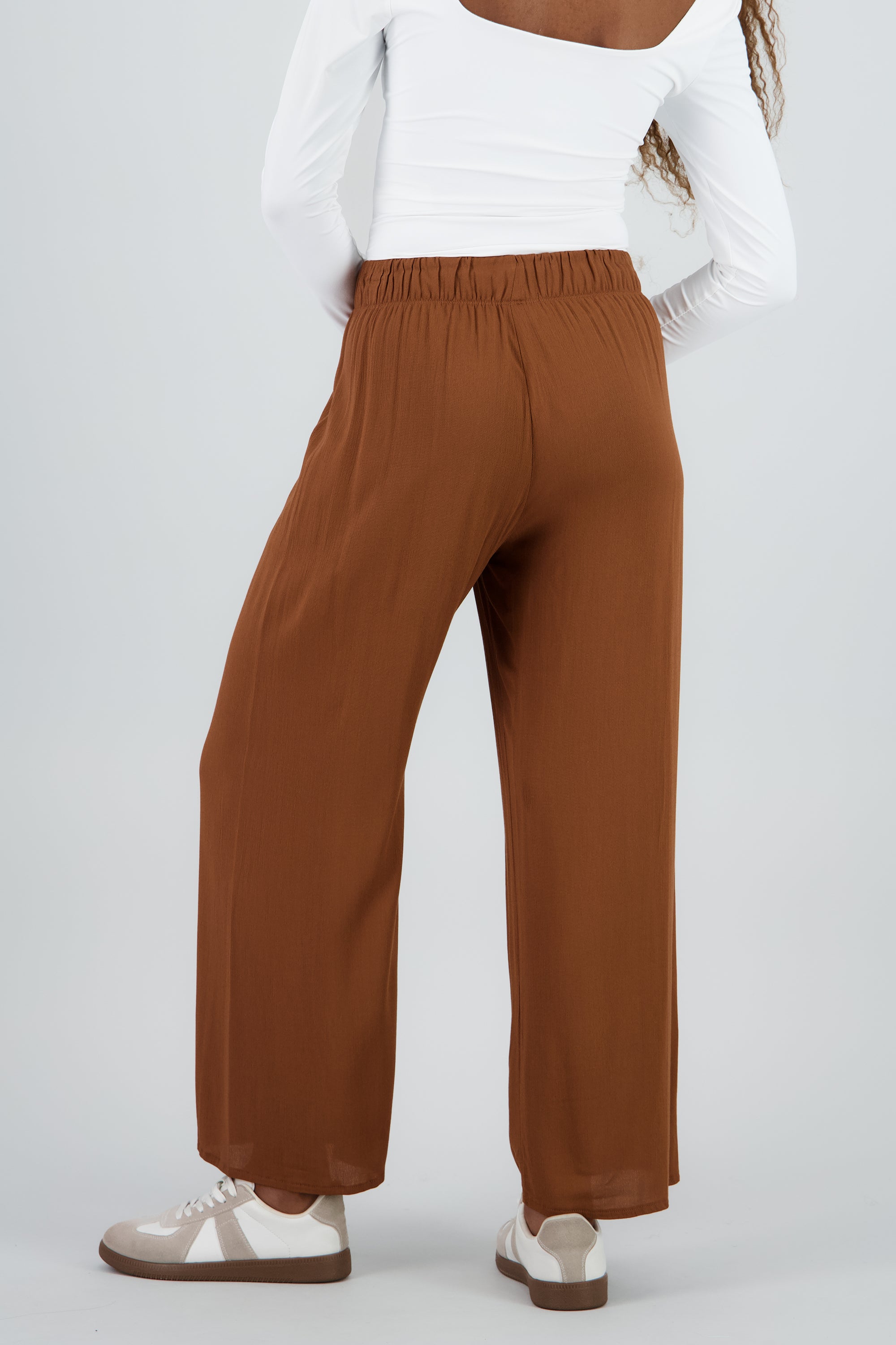 Pantalón Wide Leg Cintura Elástico CAFE OBSCURO