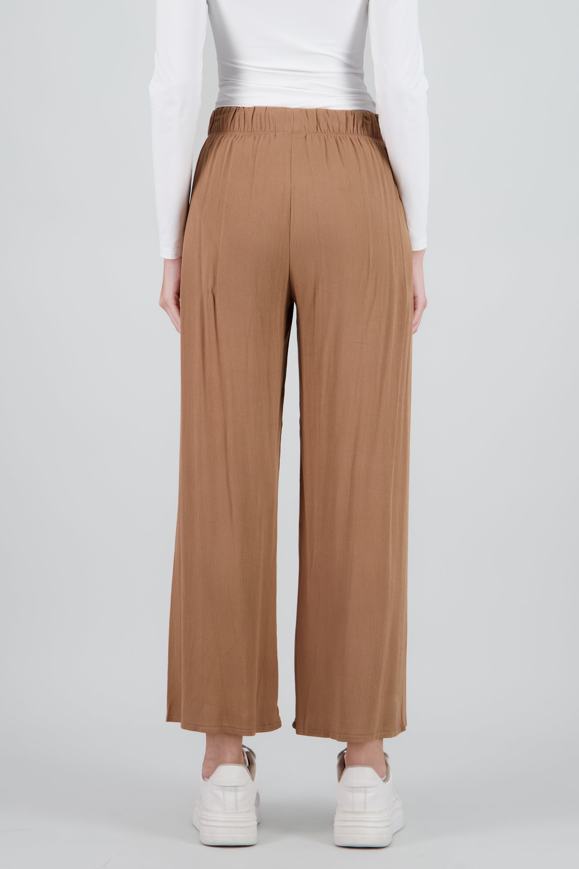 Pantalón Wide Leg Cintura Elástico CAFE OBSCURO