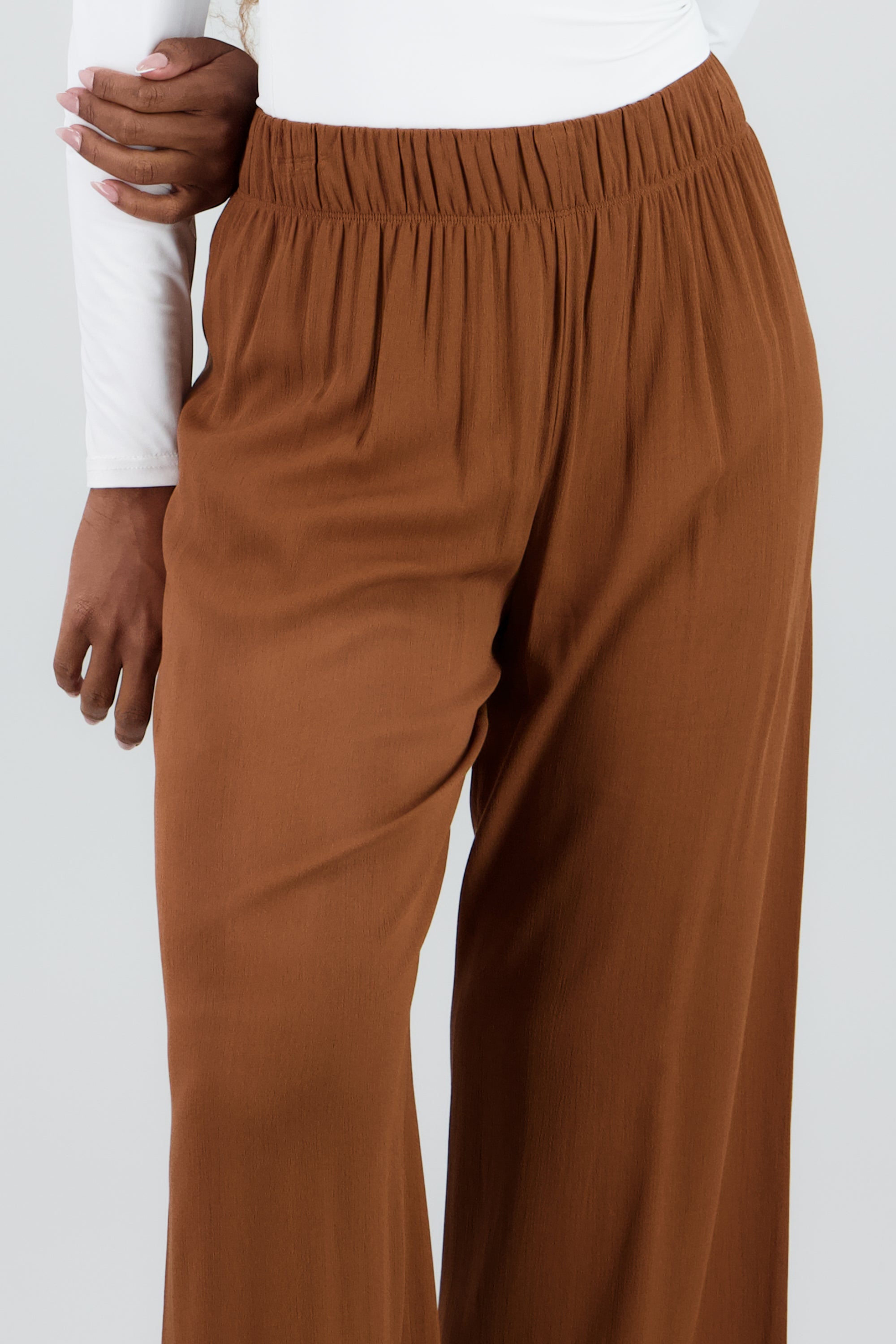 Pantalón Wide Leg Cintura Elástico CAFE OBSCURO