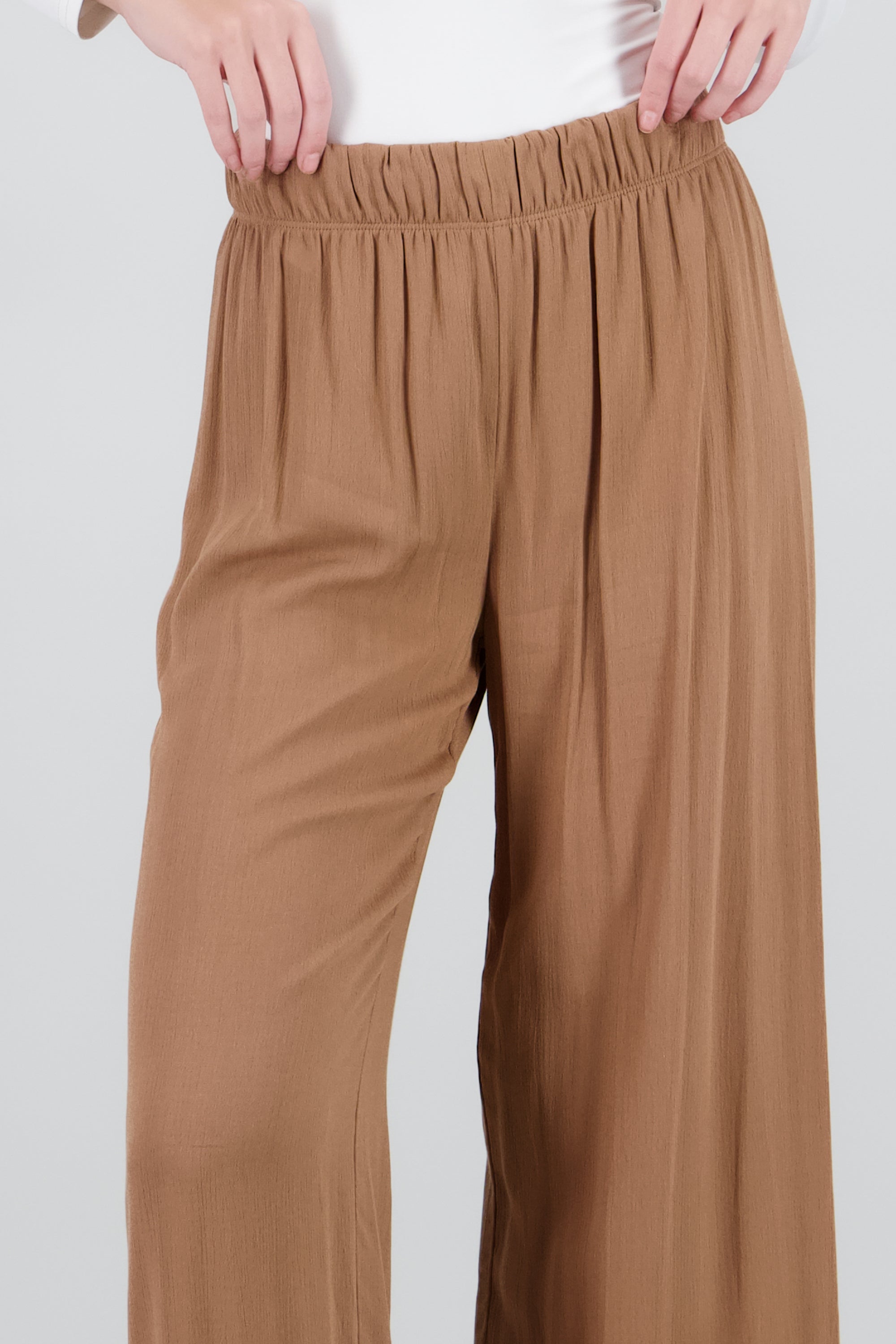 Pantalón Wide Leg Cintura Elástico CAFE OBSCURO