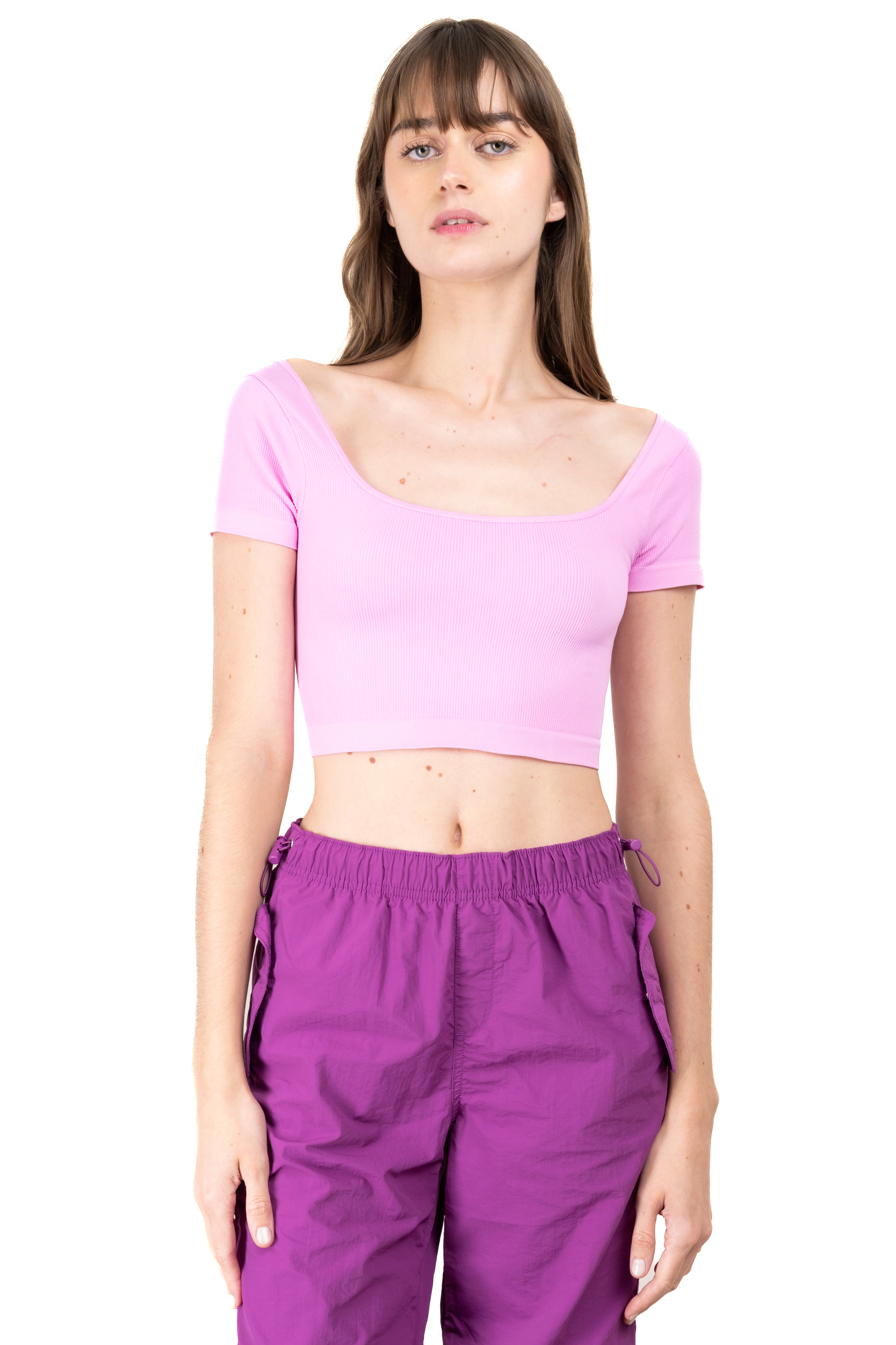 Top crop escote abierto ROSA