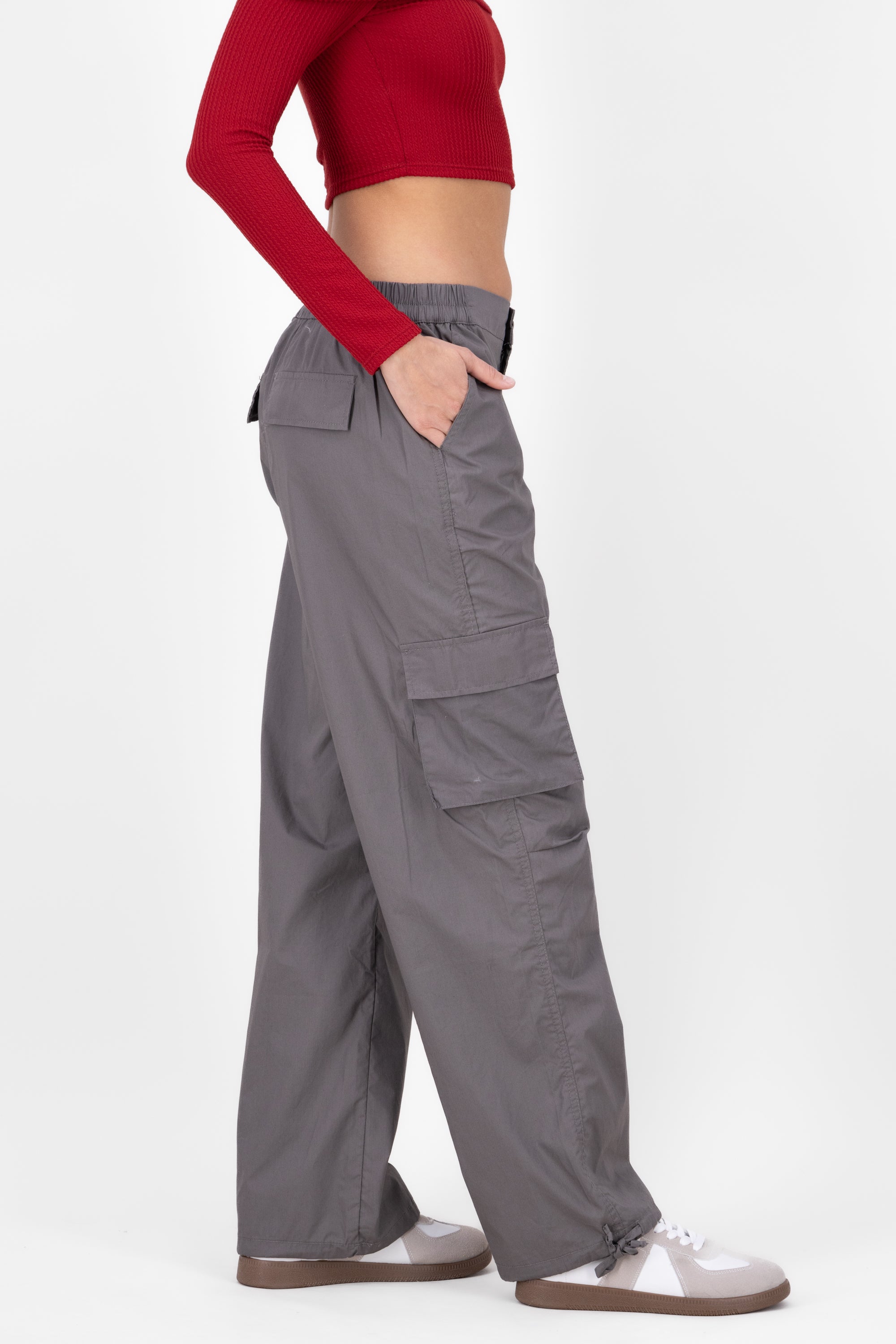 Pantalon parachute liso GRIS