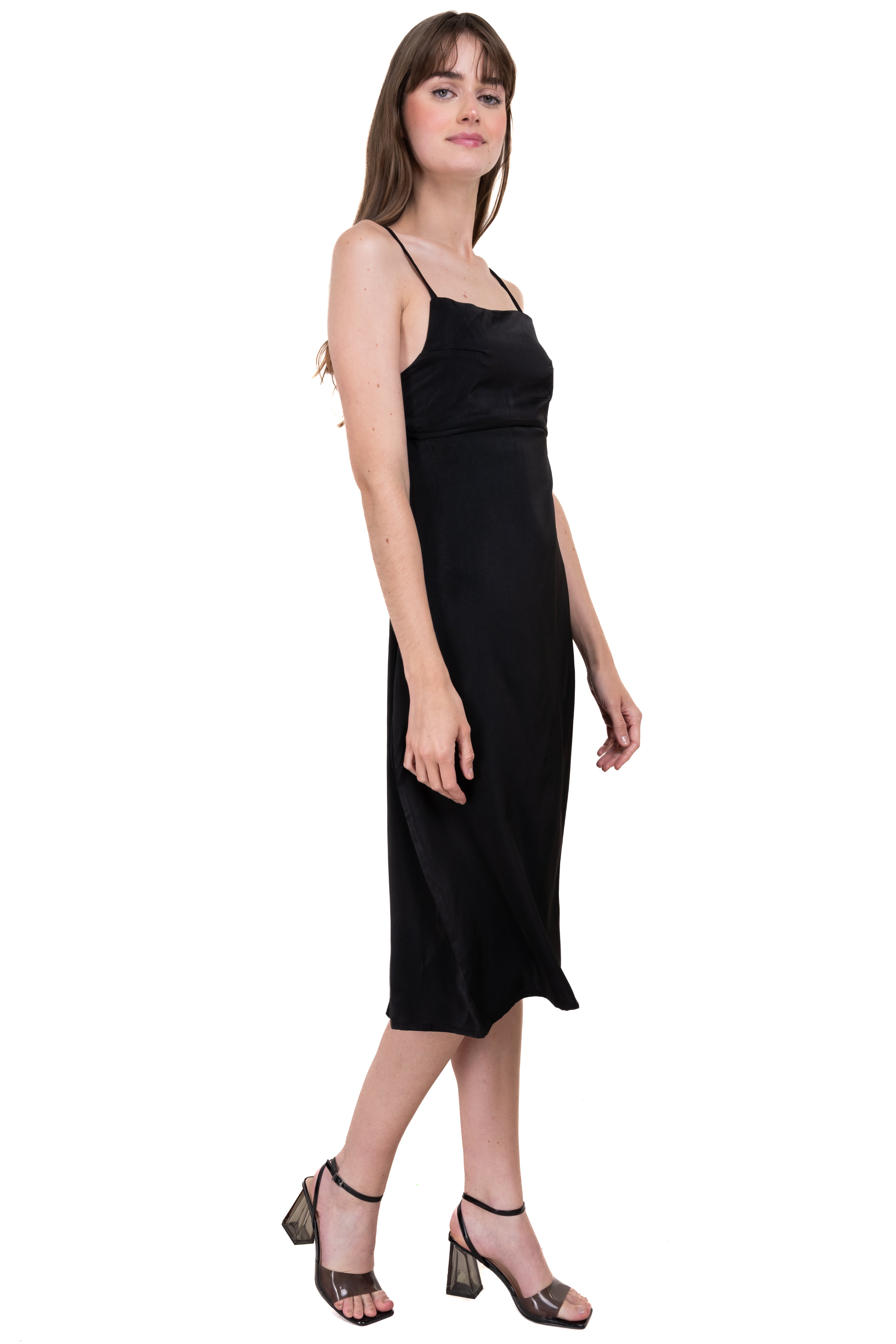 Vestido midi espalda descubierta NEGRO