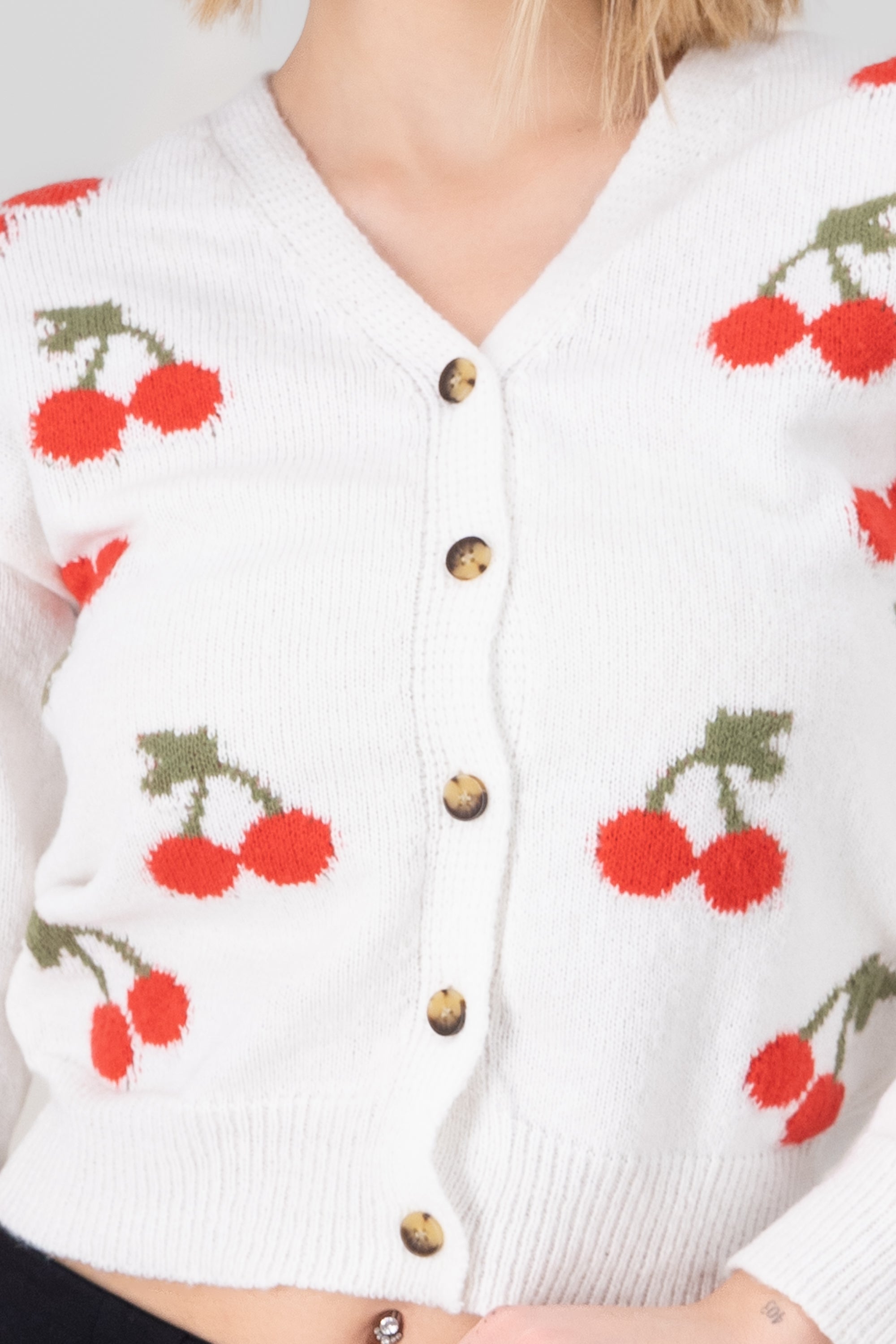 Cardigan Botones Detalle Cerezas BLANCO COMBO