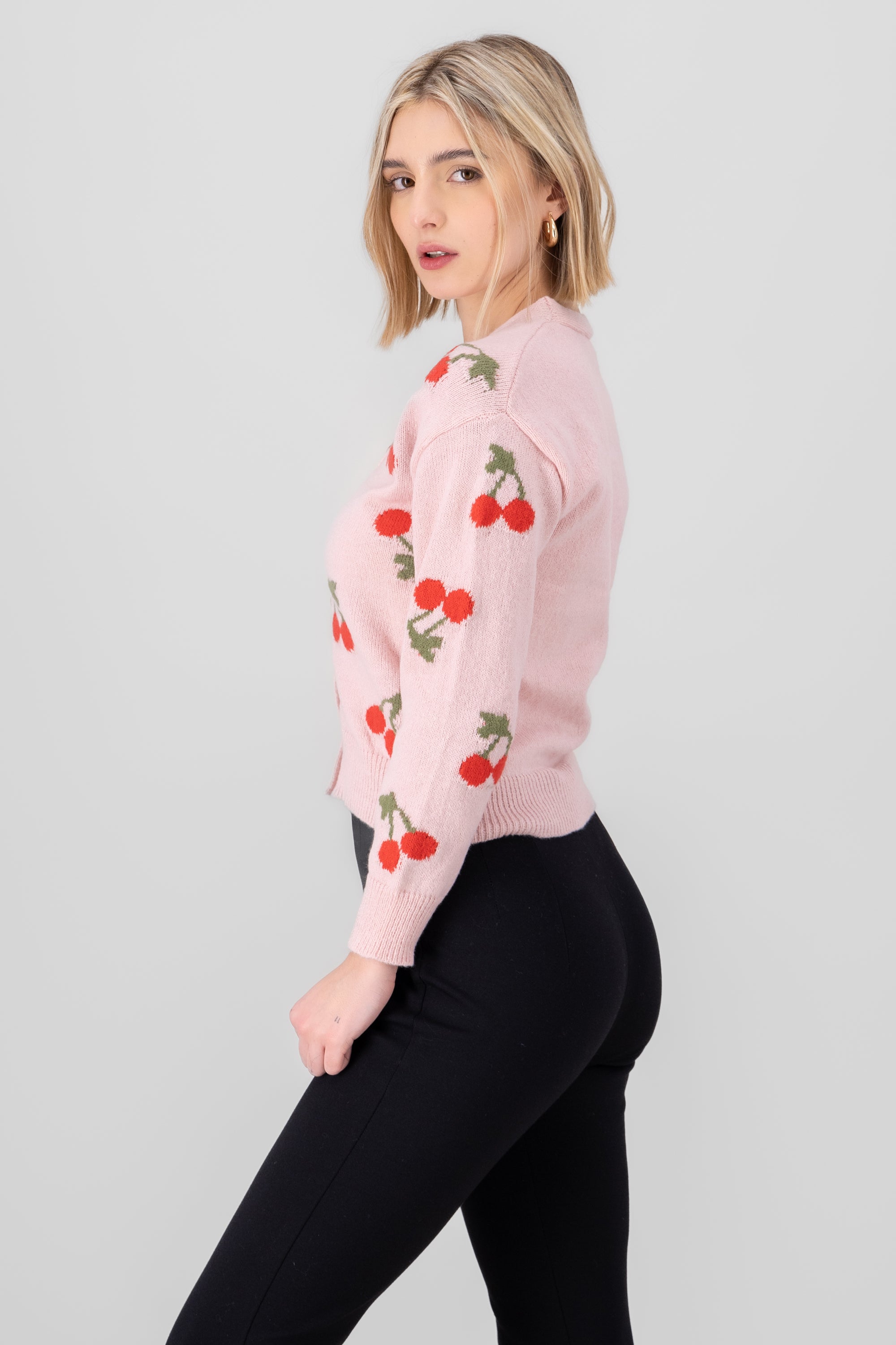 Cardigan Botones Detalle Cerezas ROSA COMBO