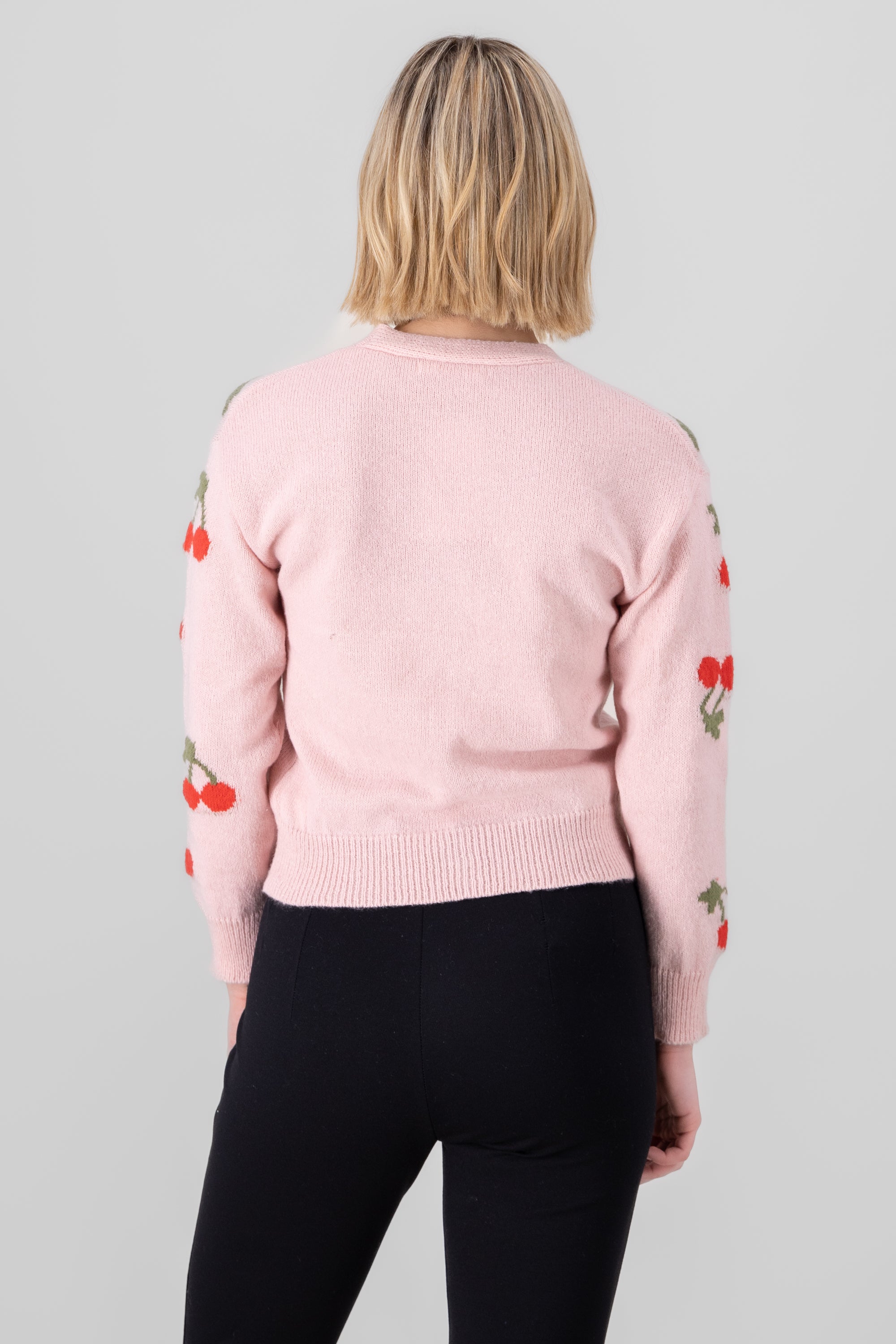 Cardigan Botones Detalle Cerezas ROSA COMBO