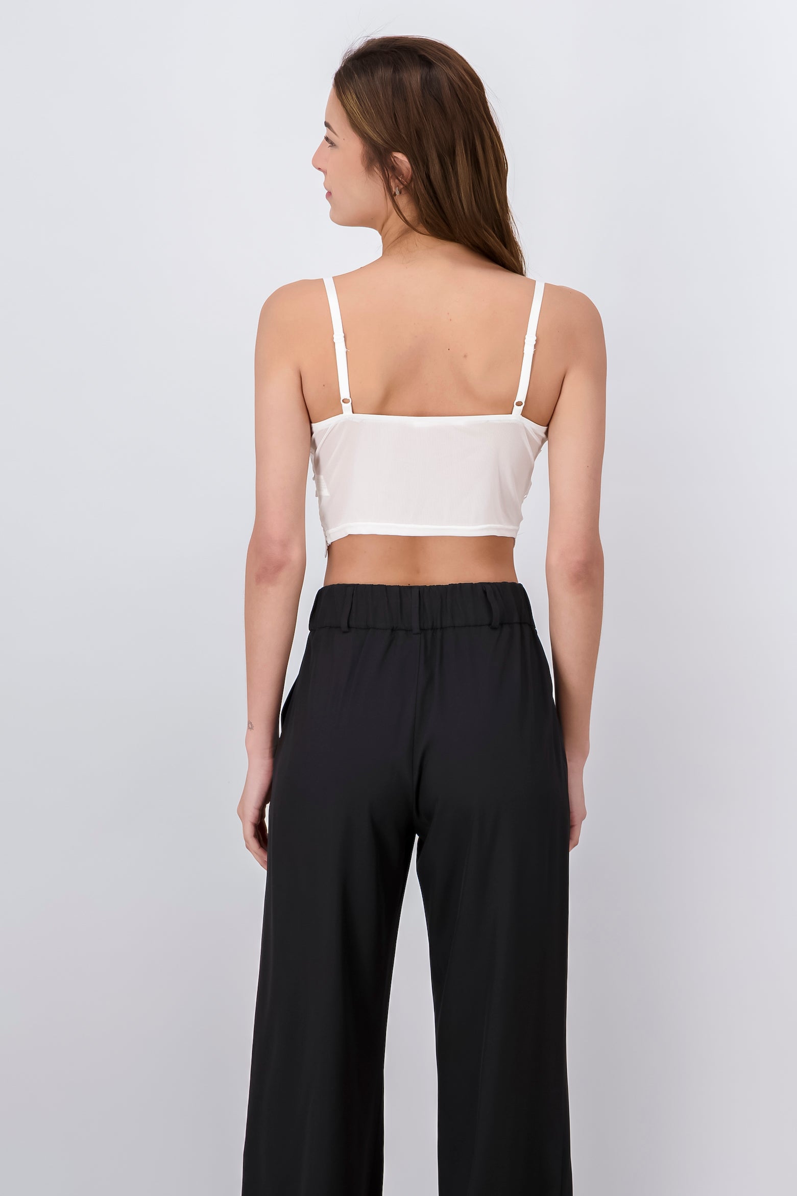 Top con copas encaje flores BLANCO