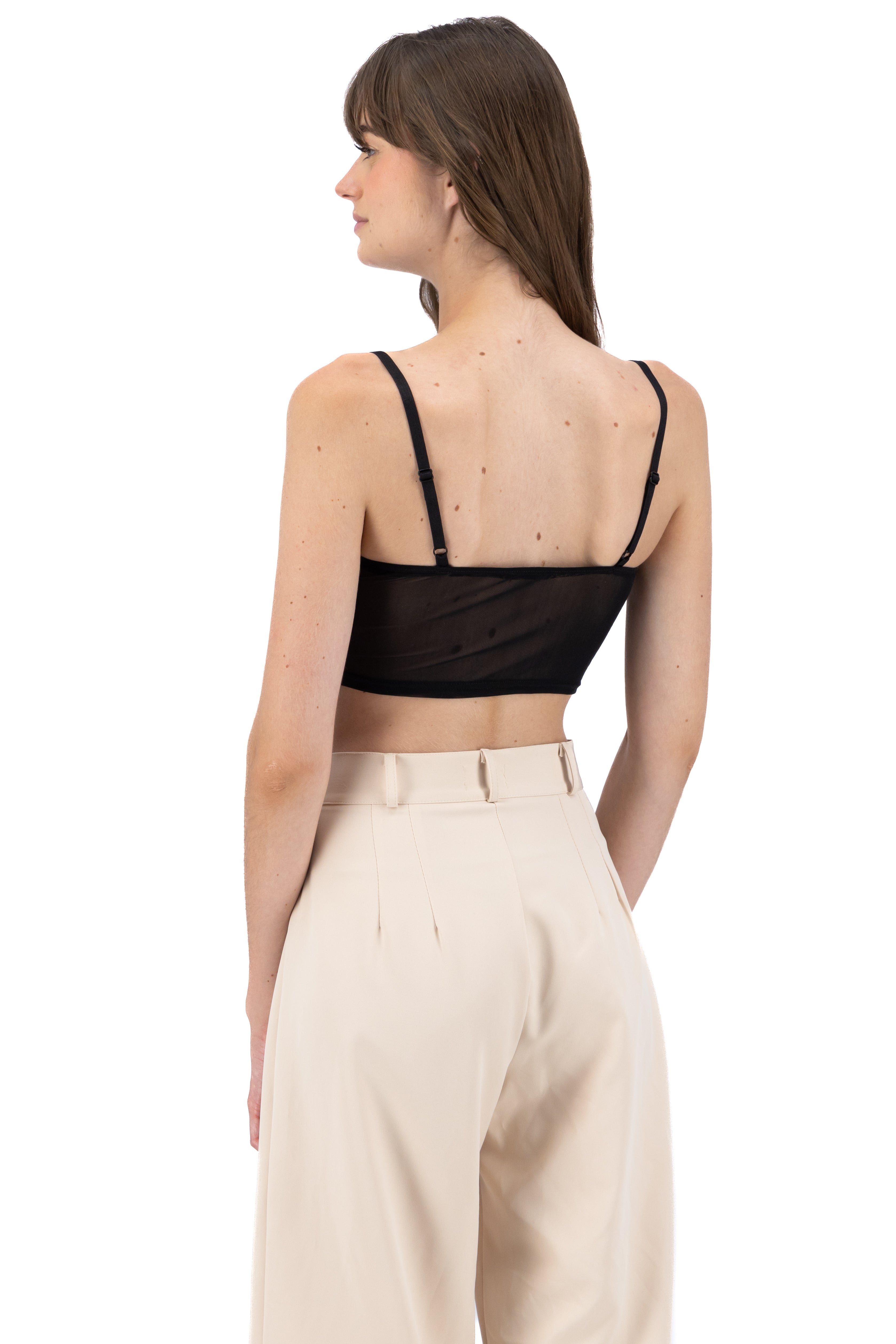 Top con copas encaje flores NEGRO