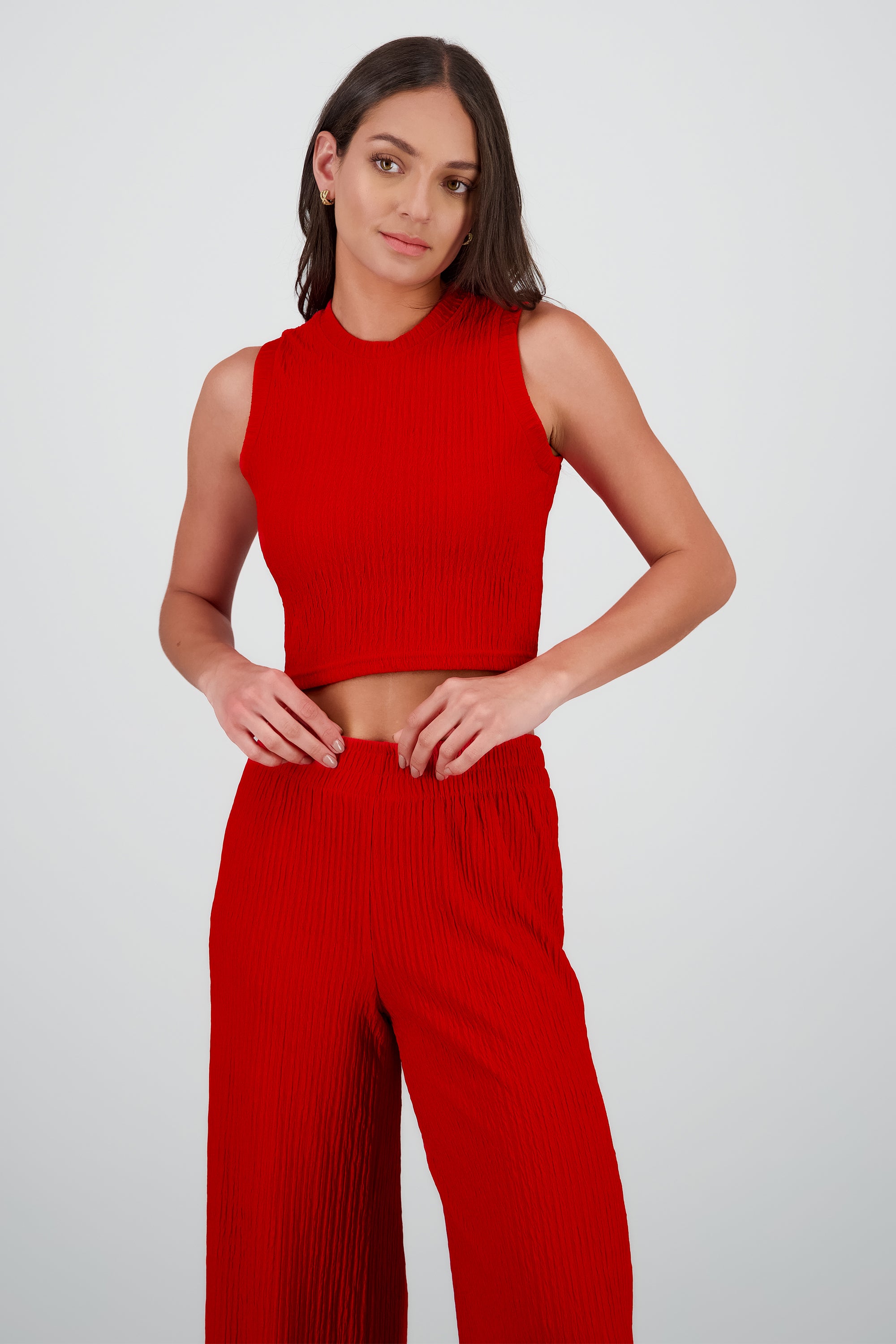 Top crop texturizado ROJO