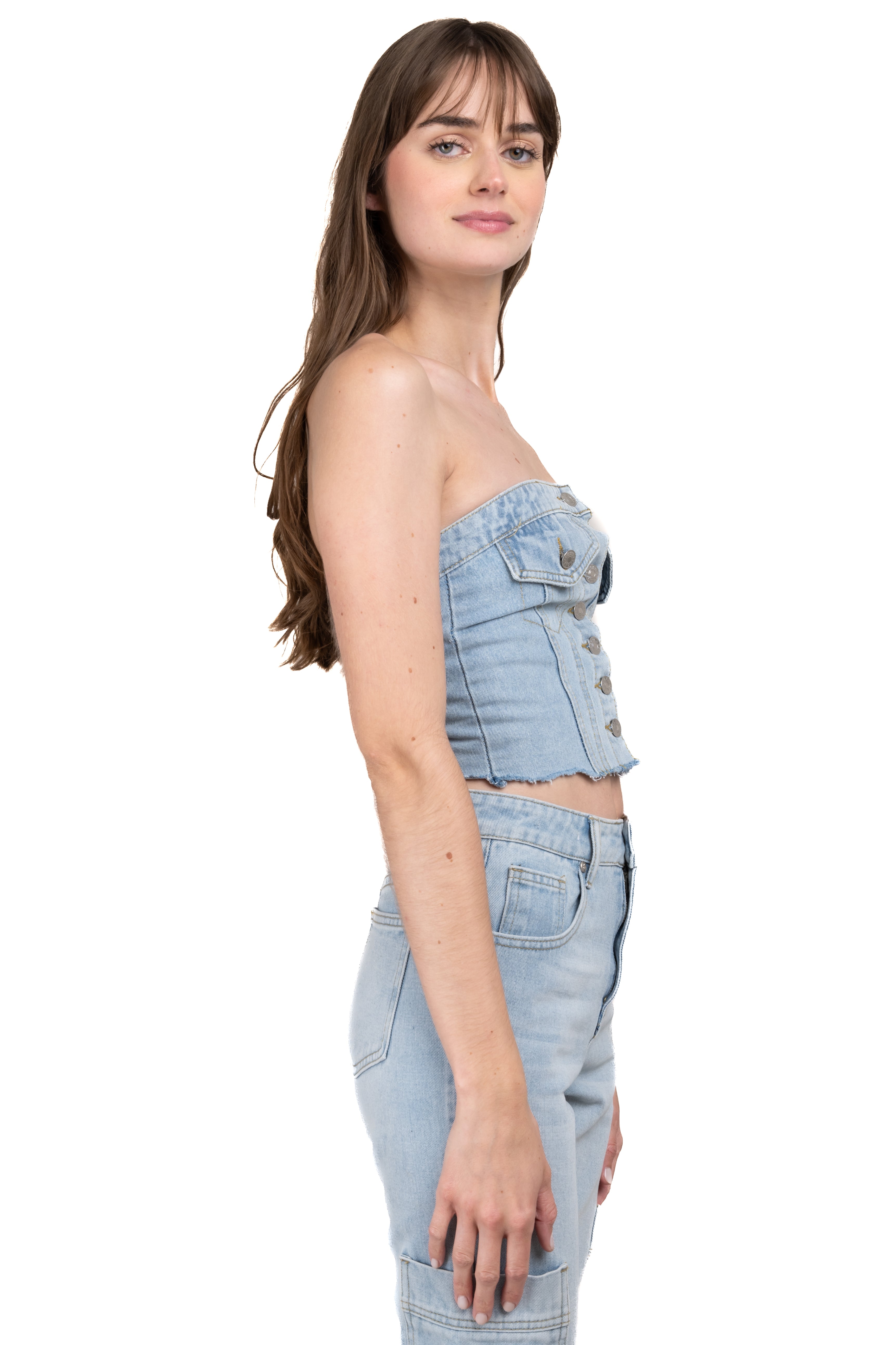 Top bustier denim strapless LIGHT WASH