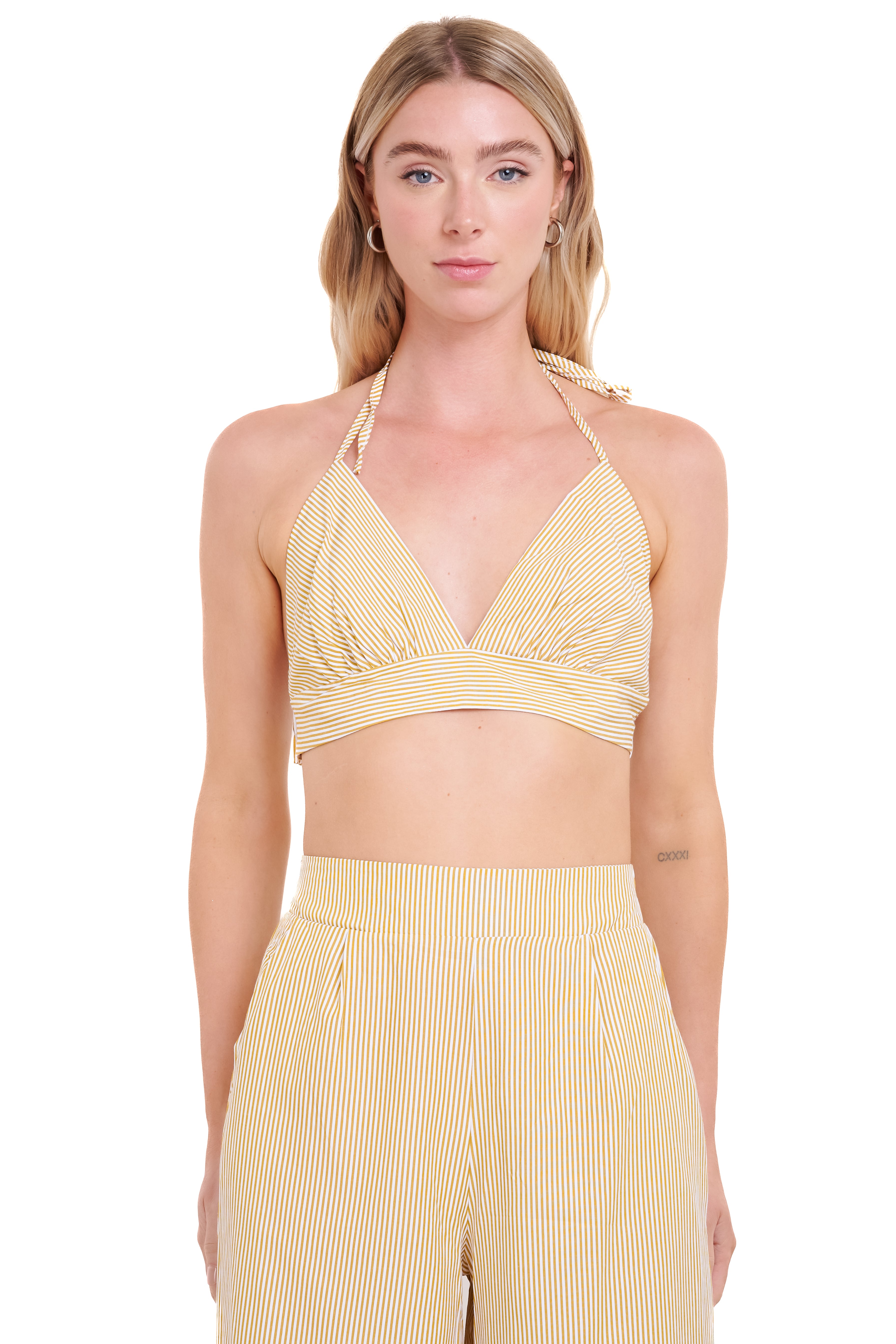 Top triangulo rayas AMARILLO