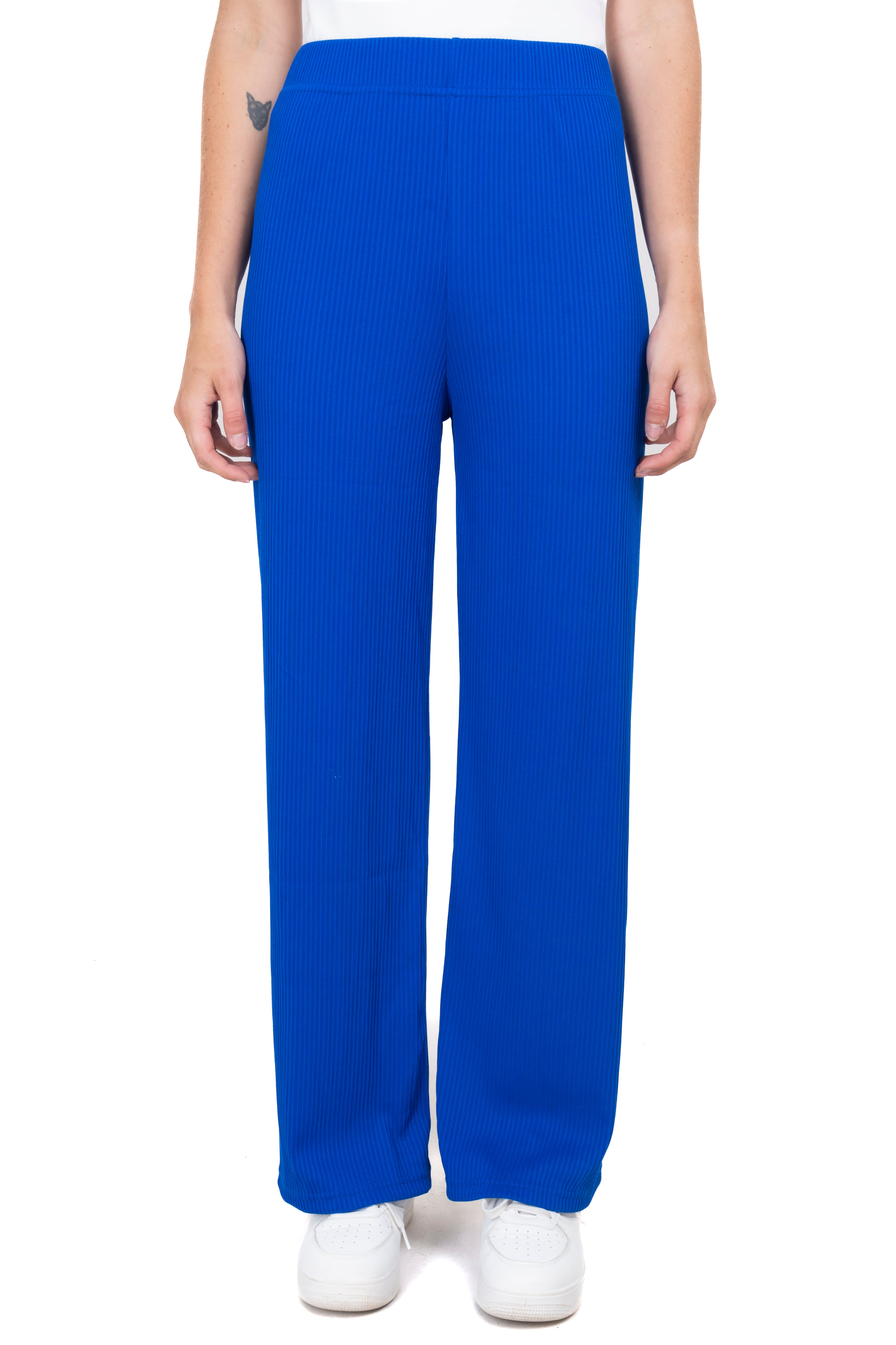 Pantalón straight acanalado liso AZUL REY