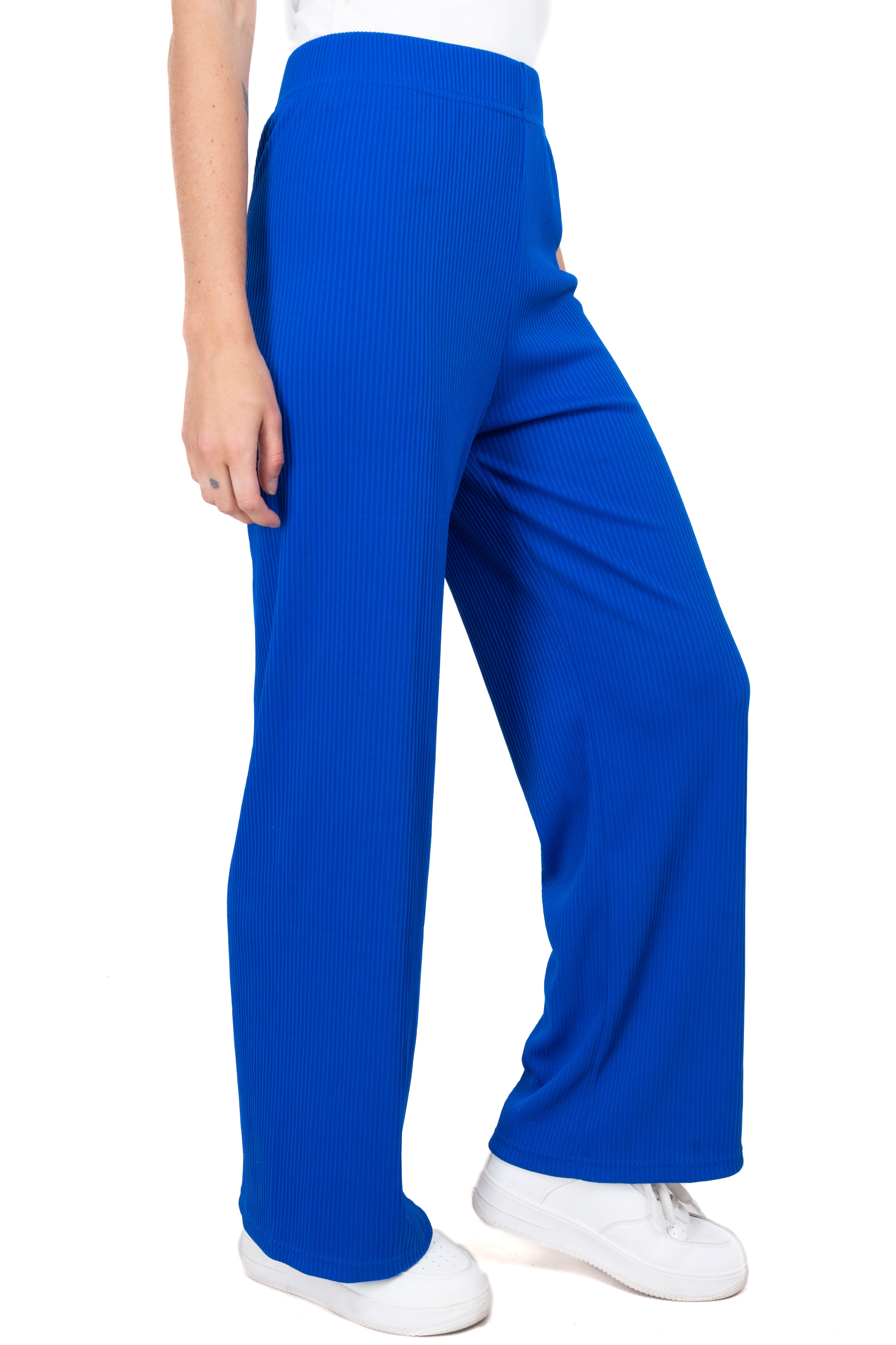 Pantalón straight acanalado liso AZUL REY
