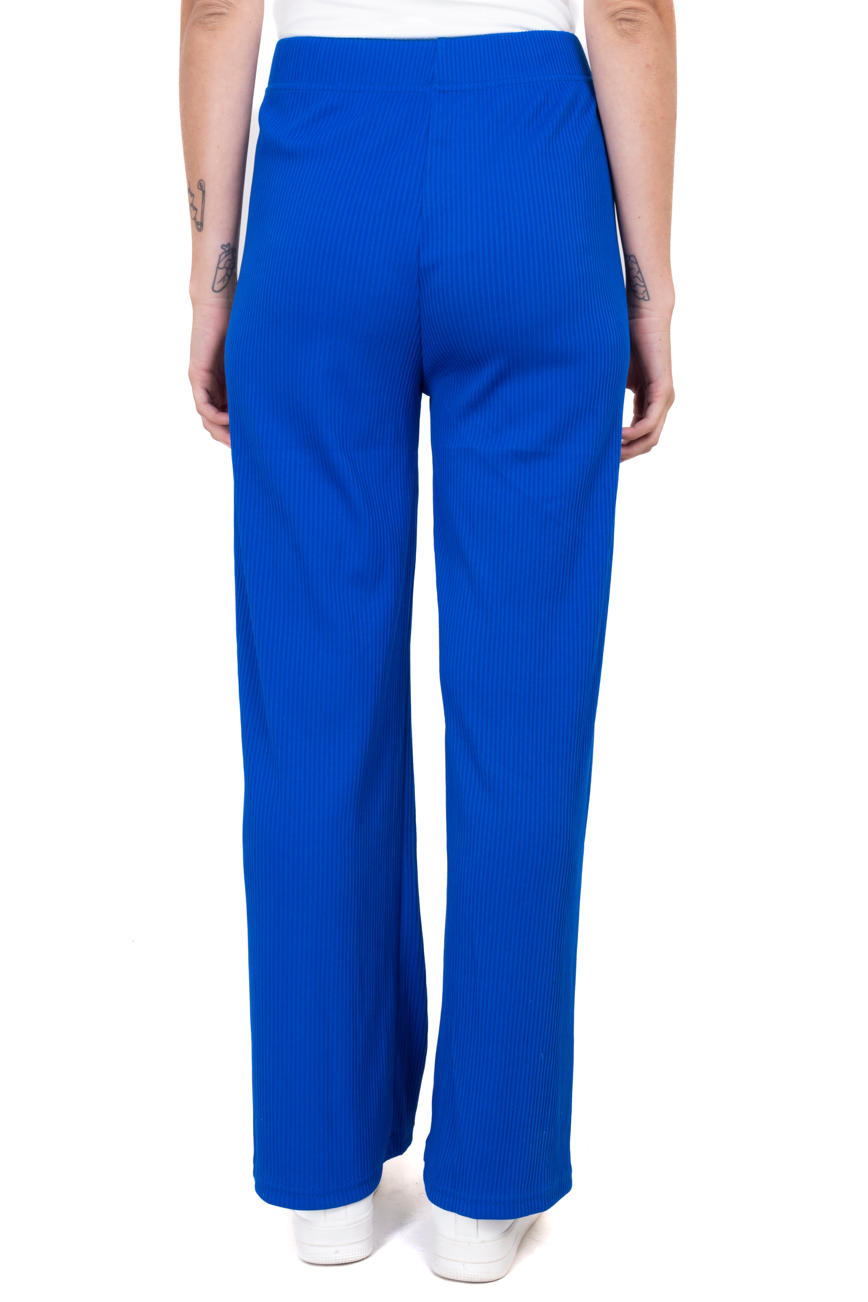Pantalón straight acanalado liso AZUL REY