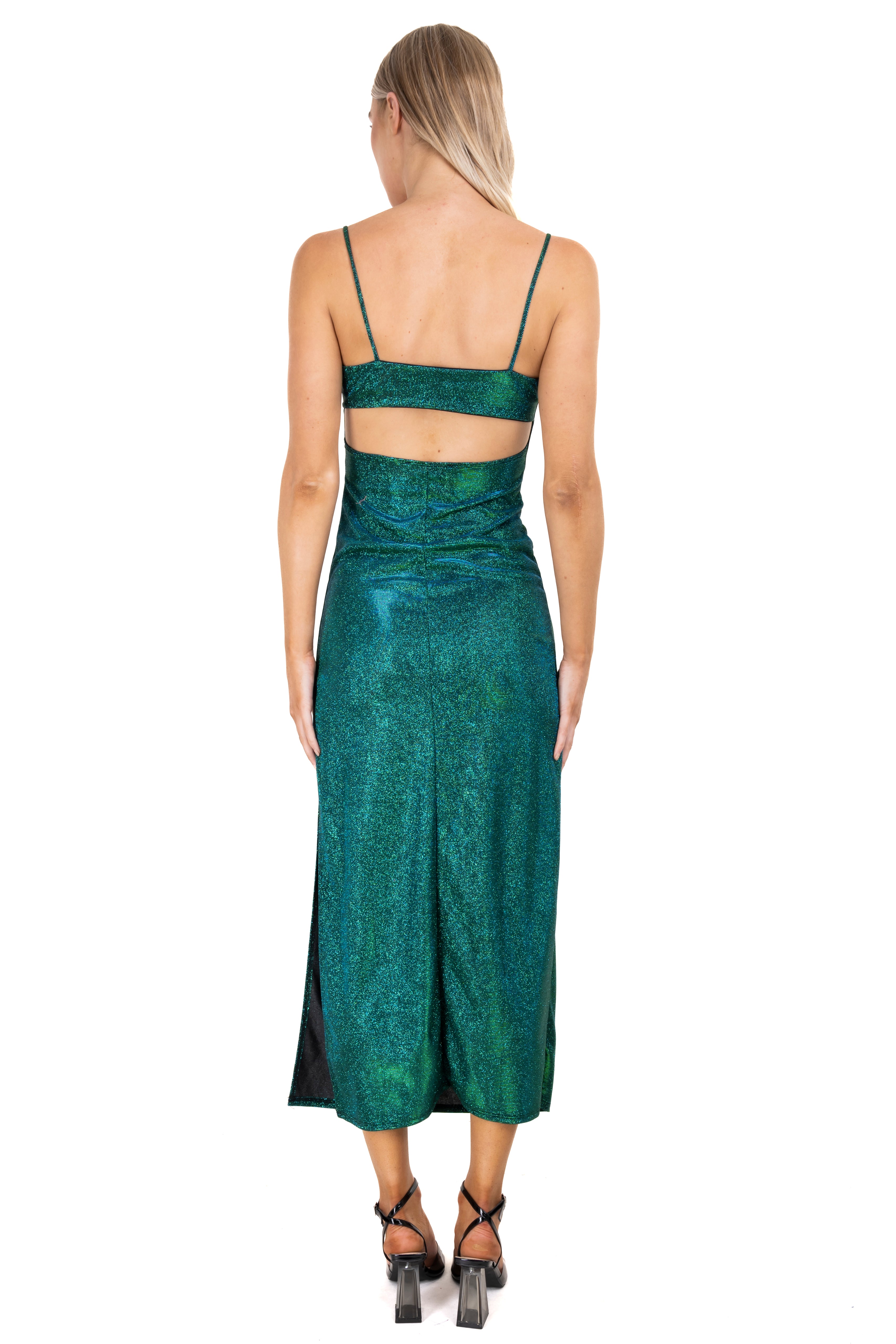 Vestido maxi cut out espalda VERDE COMBO