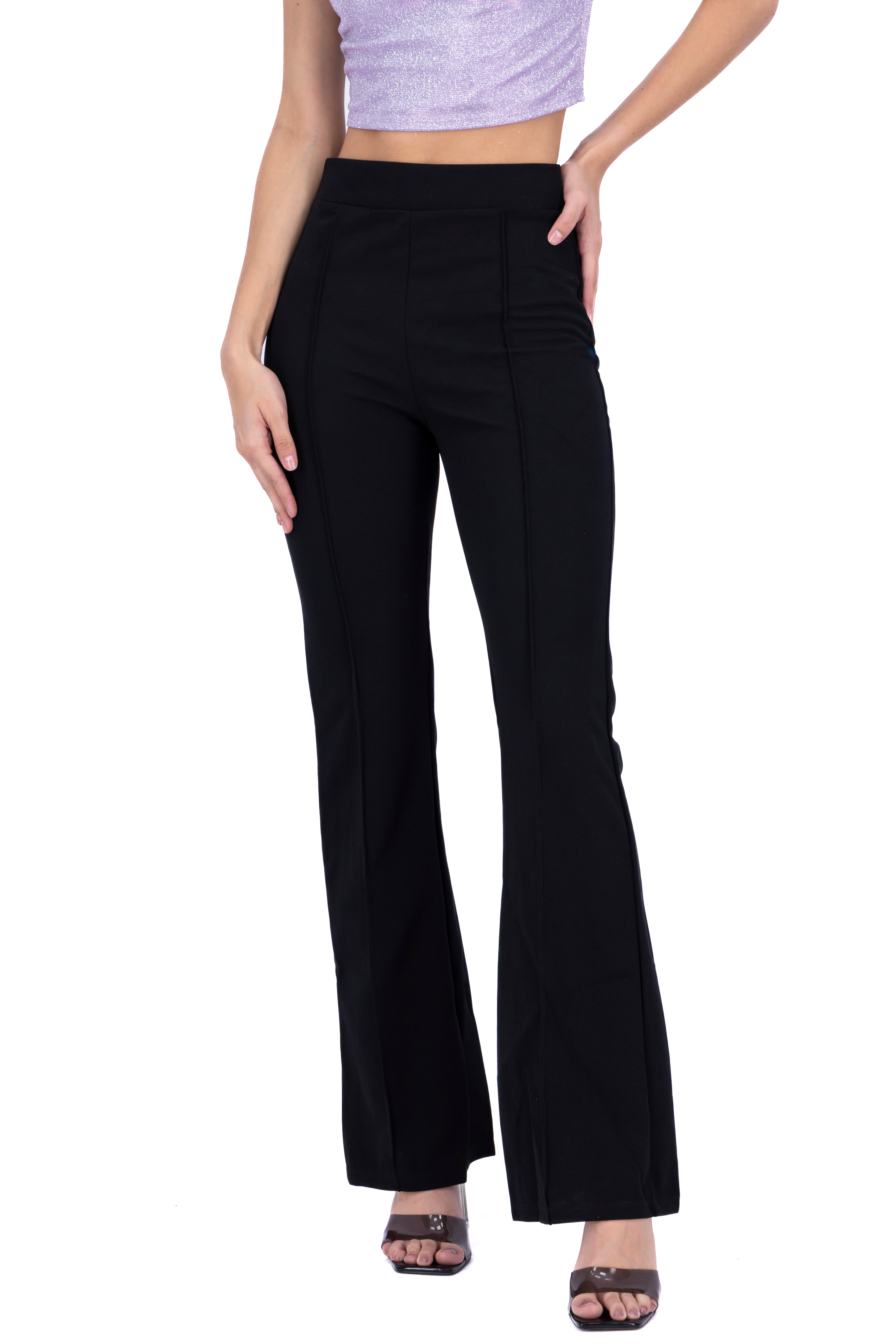 Pantalon liso flare NEGRO