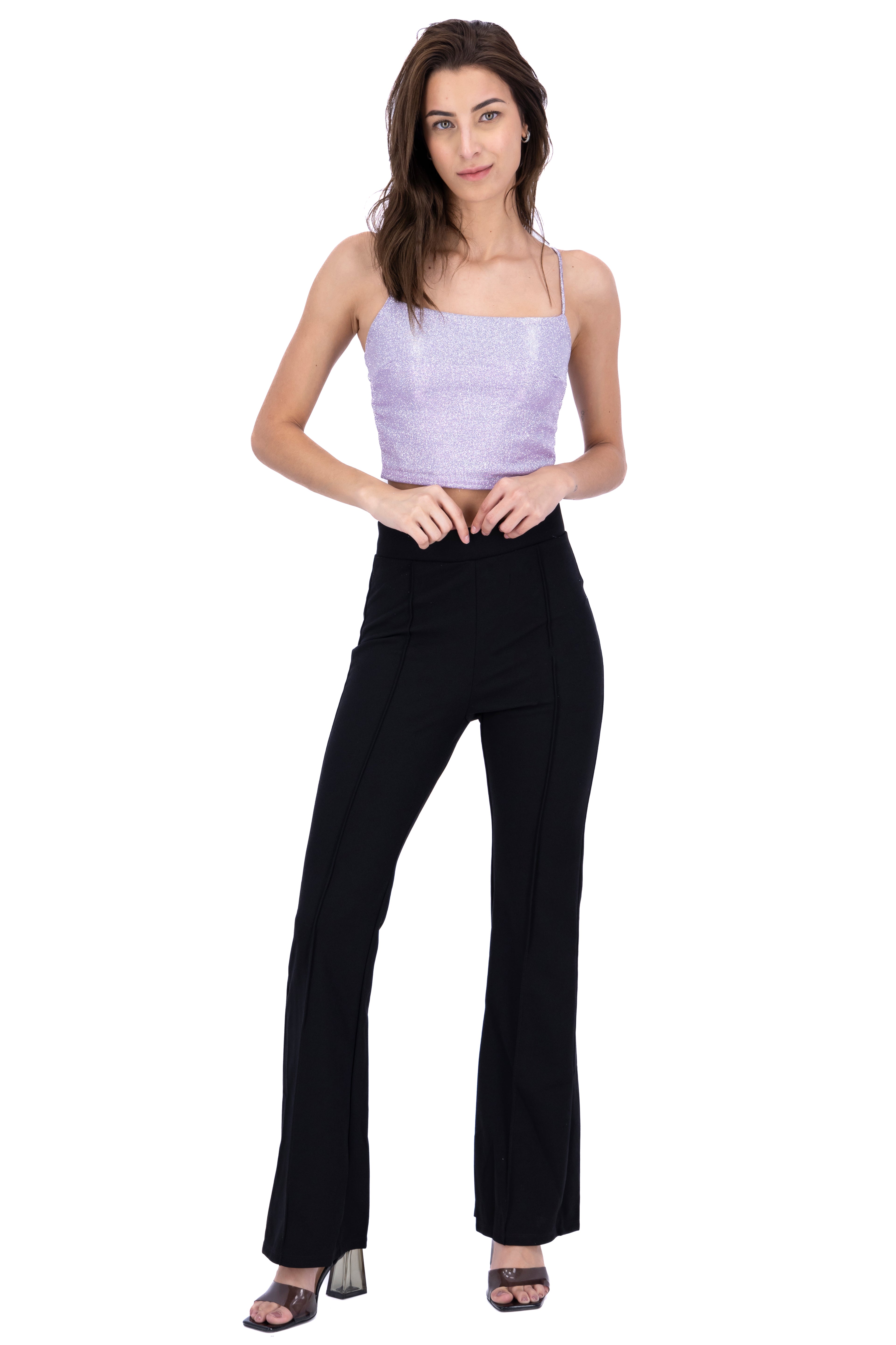 Pantalon liso flare NEGRO