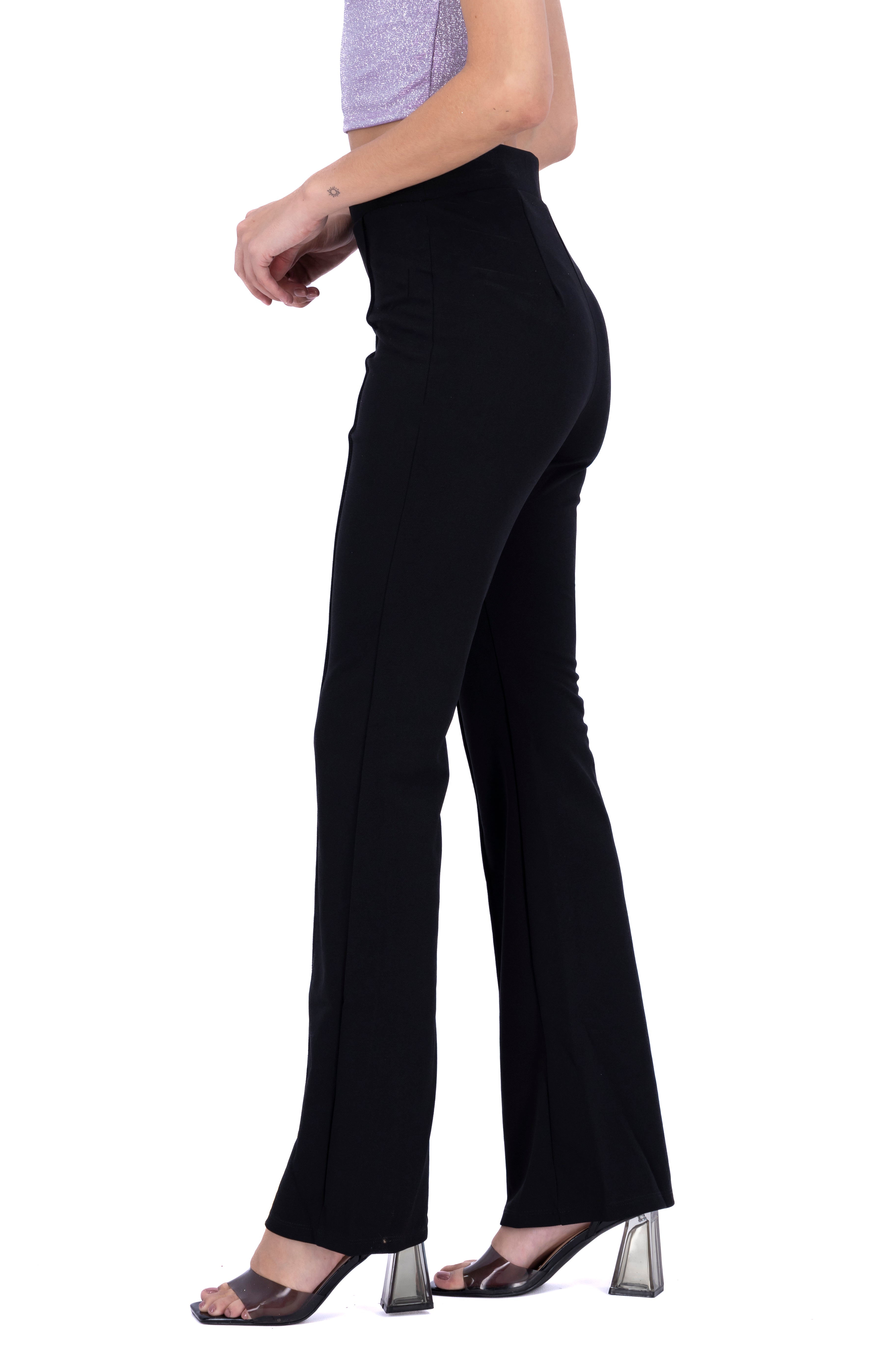 Pantalon liso flare NEGRO
