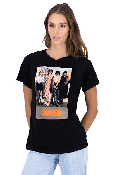 Playera manga corta Queen NEGRO COMBO