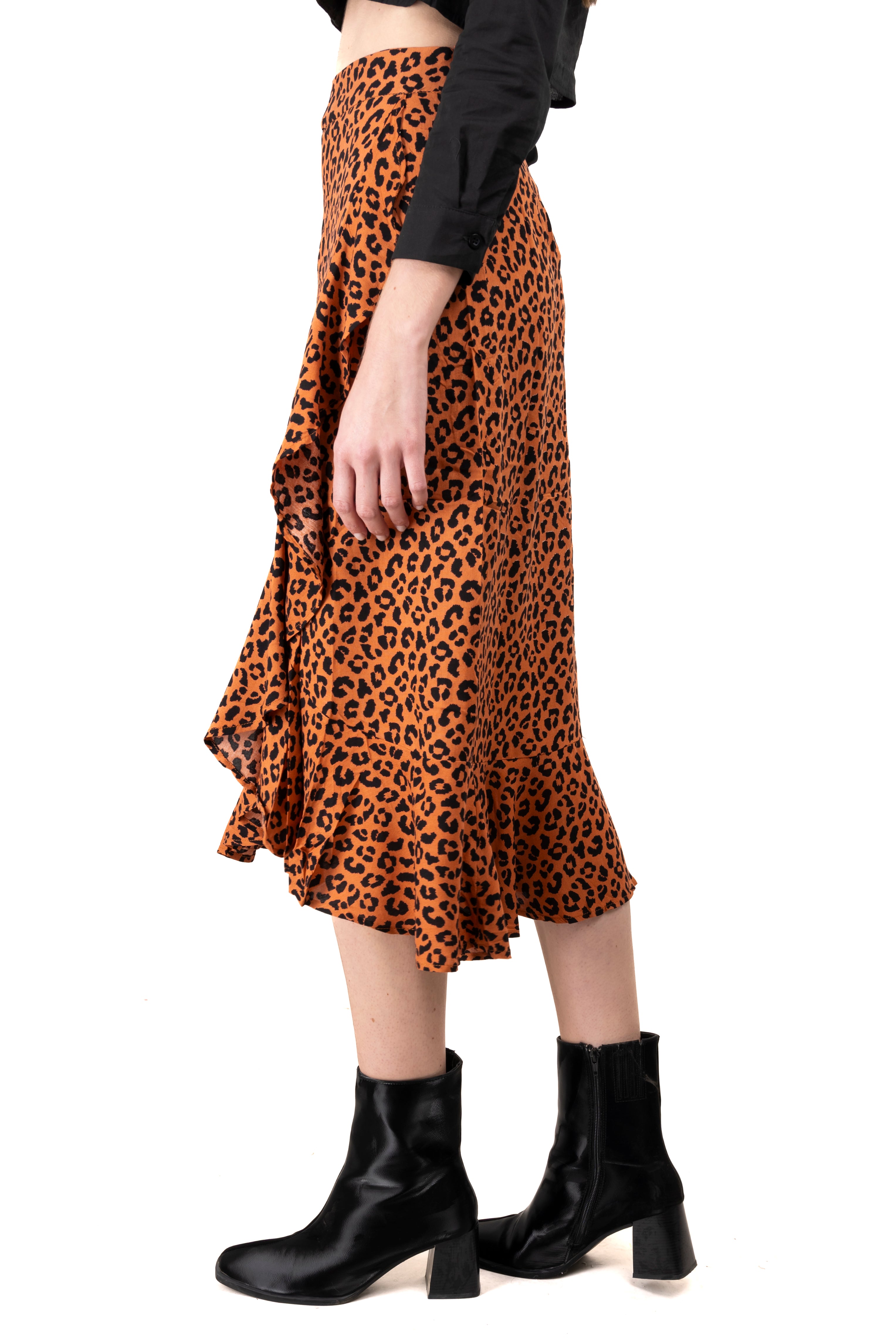 Falda midi animal print olanes LADRILLO