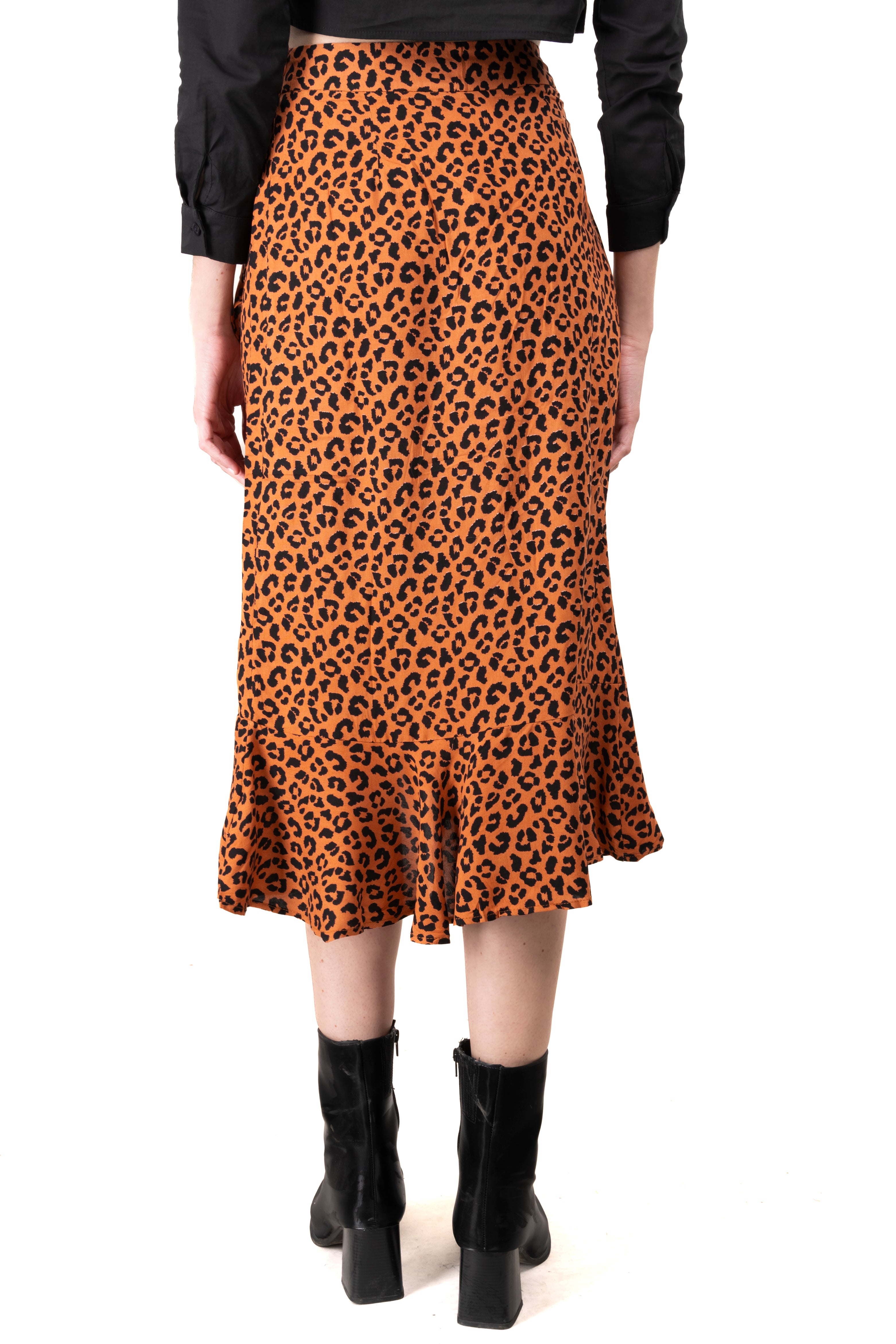 Falda midi animal print olanes LADRILLO