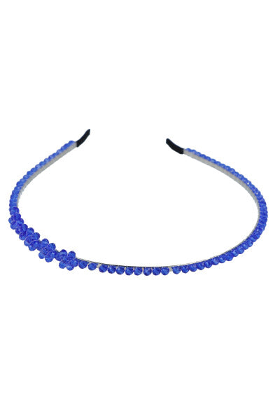 Diadema delgada brillos flores AZUL