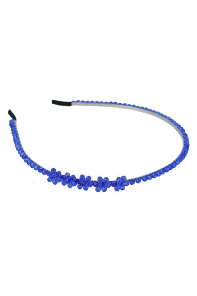 Diadema delgada brillos flores AZUL