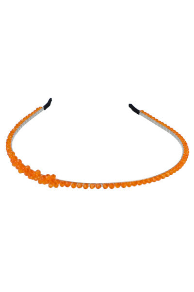 Diadema delgada brillos flores NARANJA