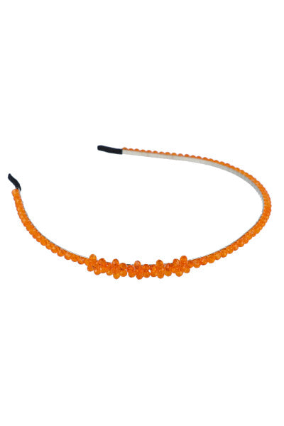 Diadema delgada brillos flores NARANJA