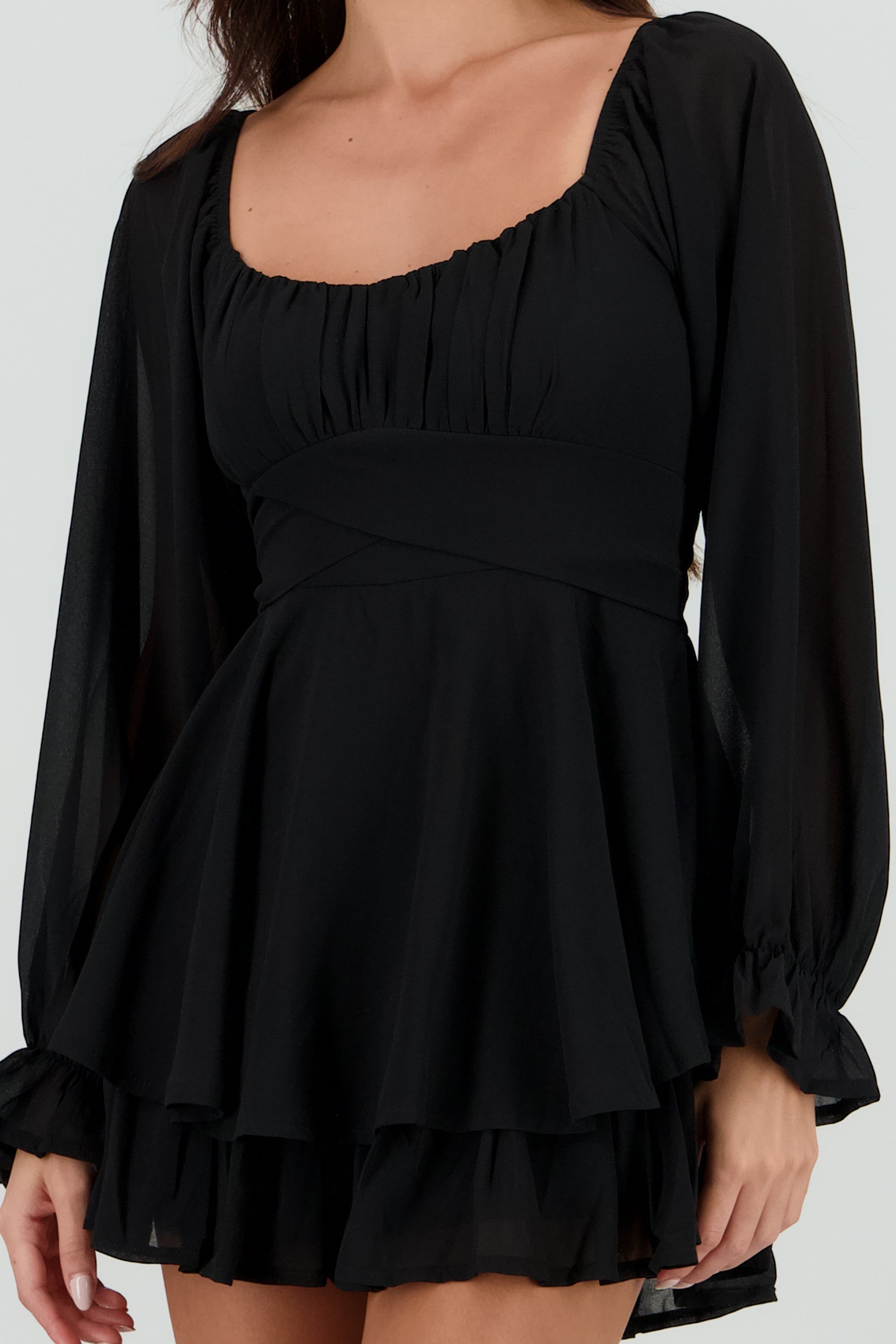 Romper mini manga larga mesh