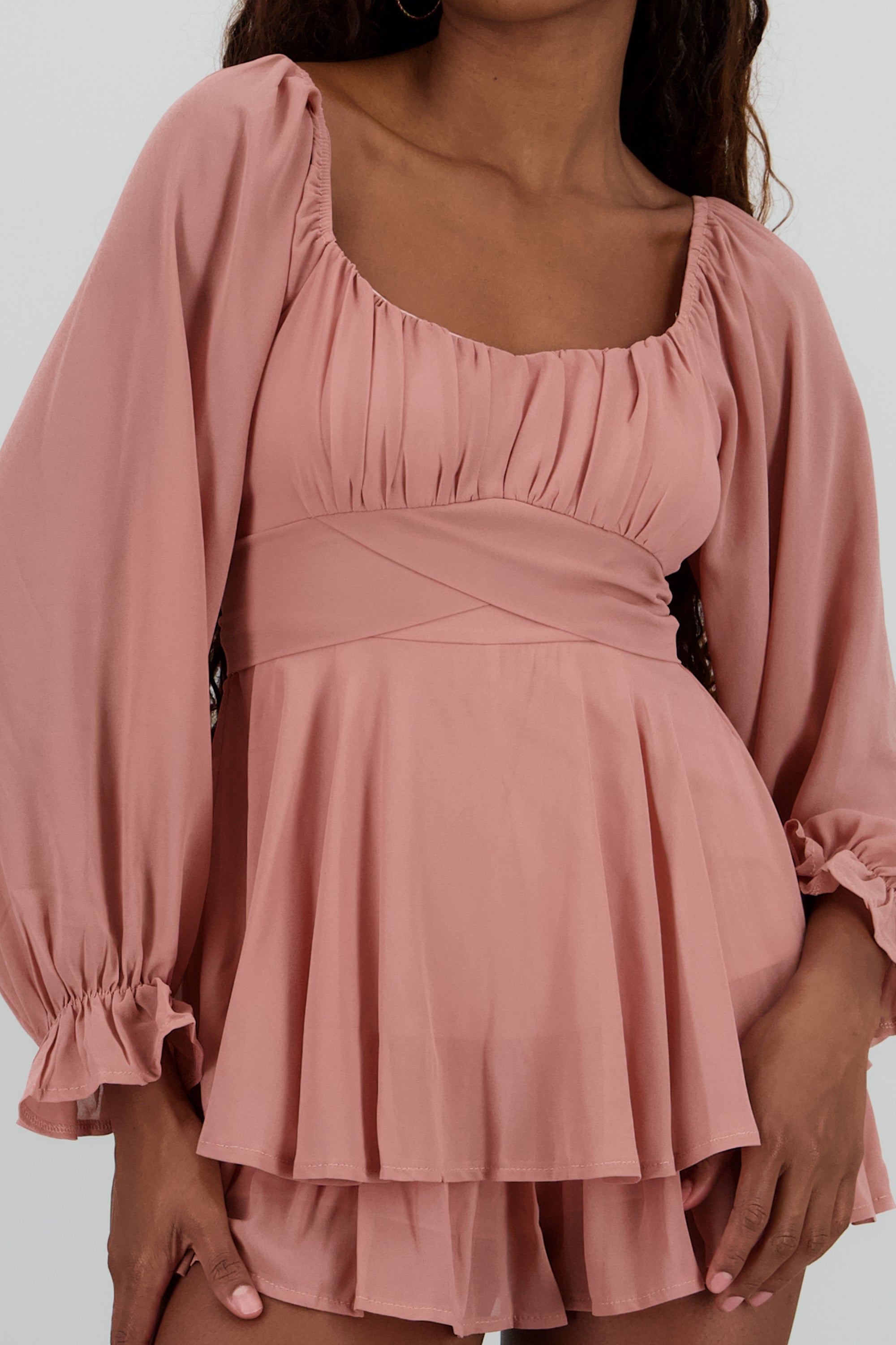 Romper mini manga larga mesh MALVA