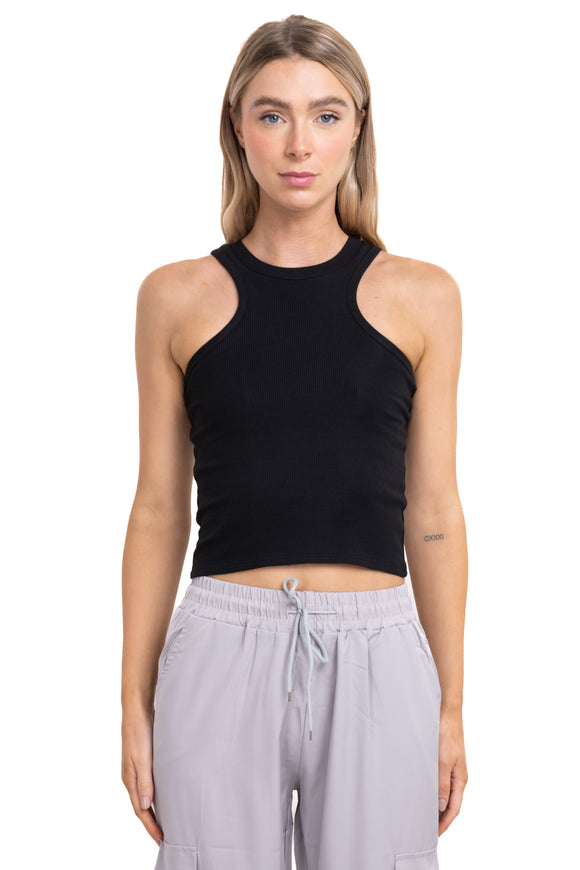 Top cuello redondo rib