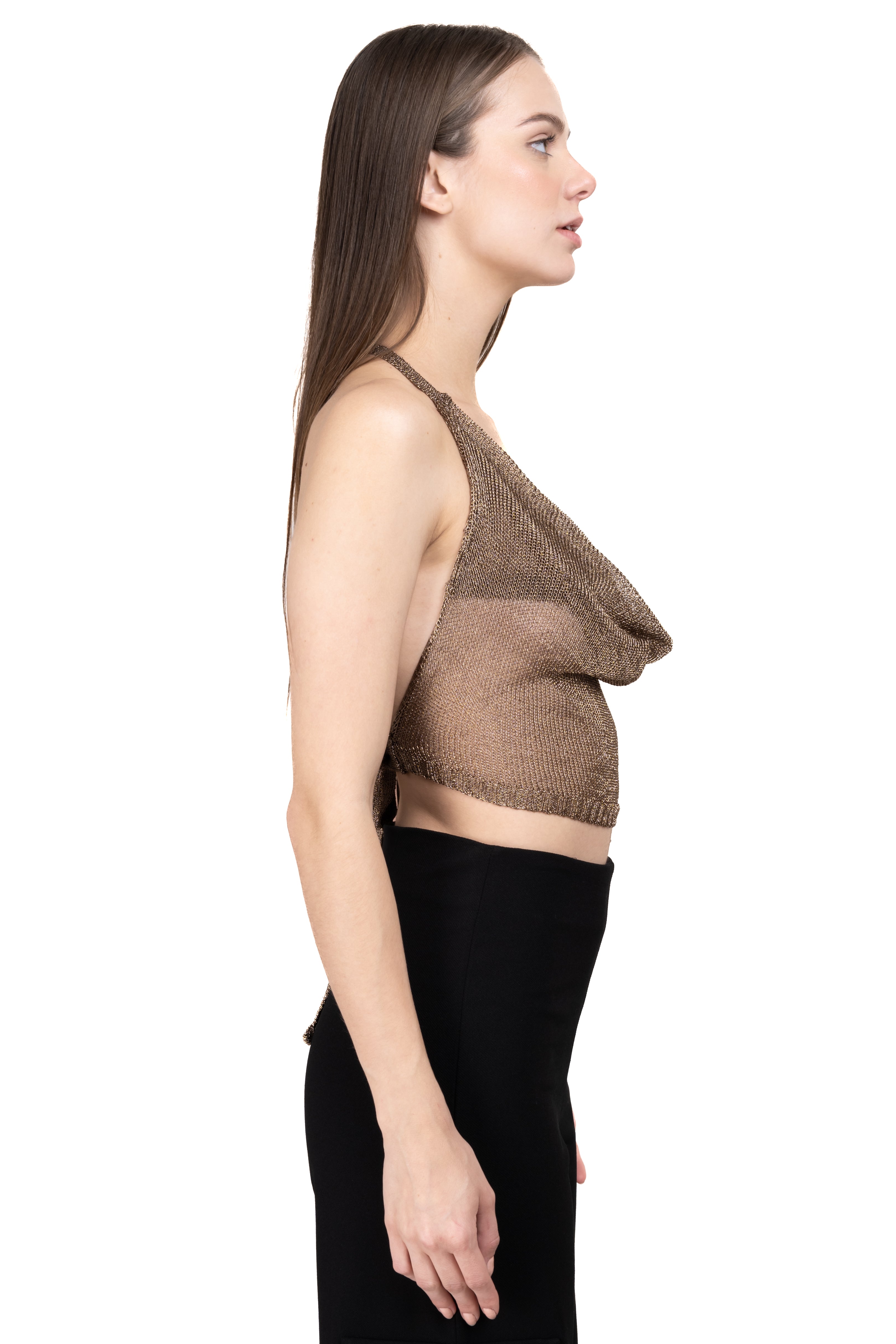 Top halter tejido brillos COBRE