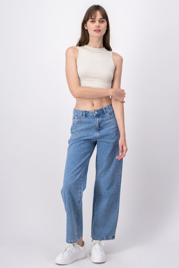 Jeans con brillos rectos